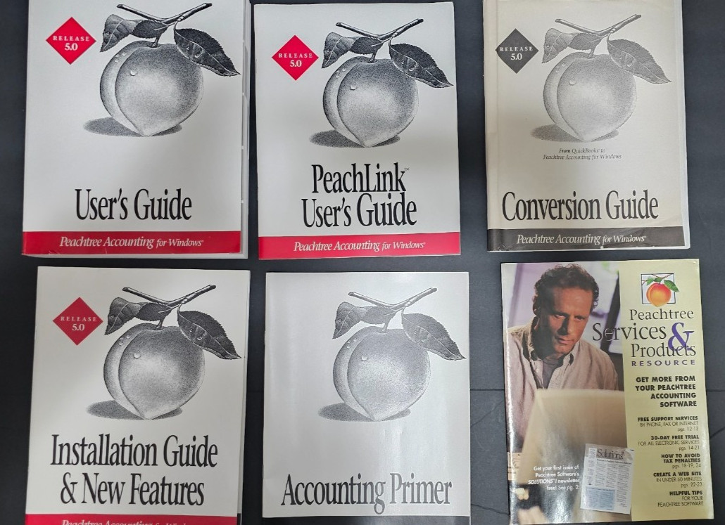 Peachtree Accounting 98 Complete Big Box Windows 95 3.1 PC Software Manuals Disk