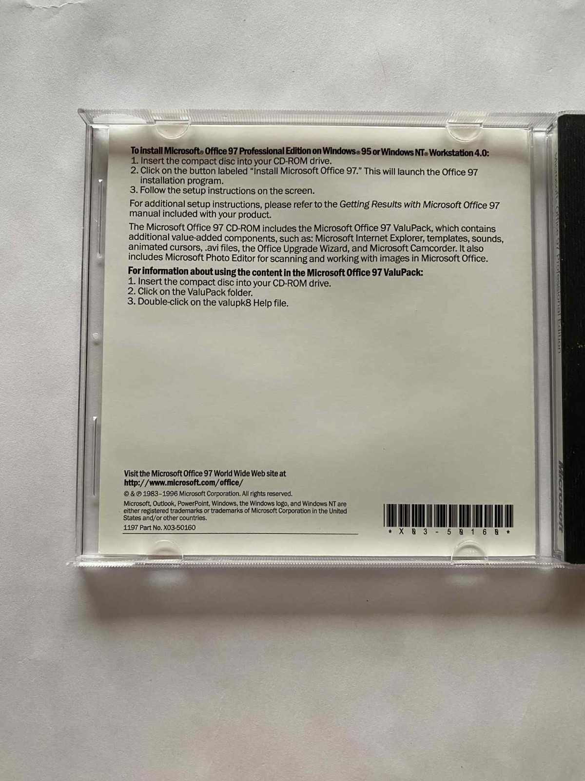 MICROSOFT OFFICE 97 Professional Edition (CD, 1997) with CD Key Code VERY GOOD
