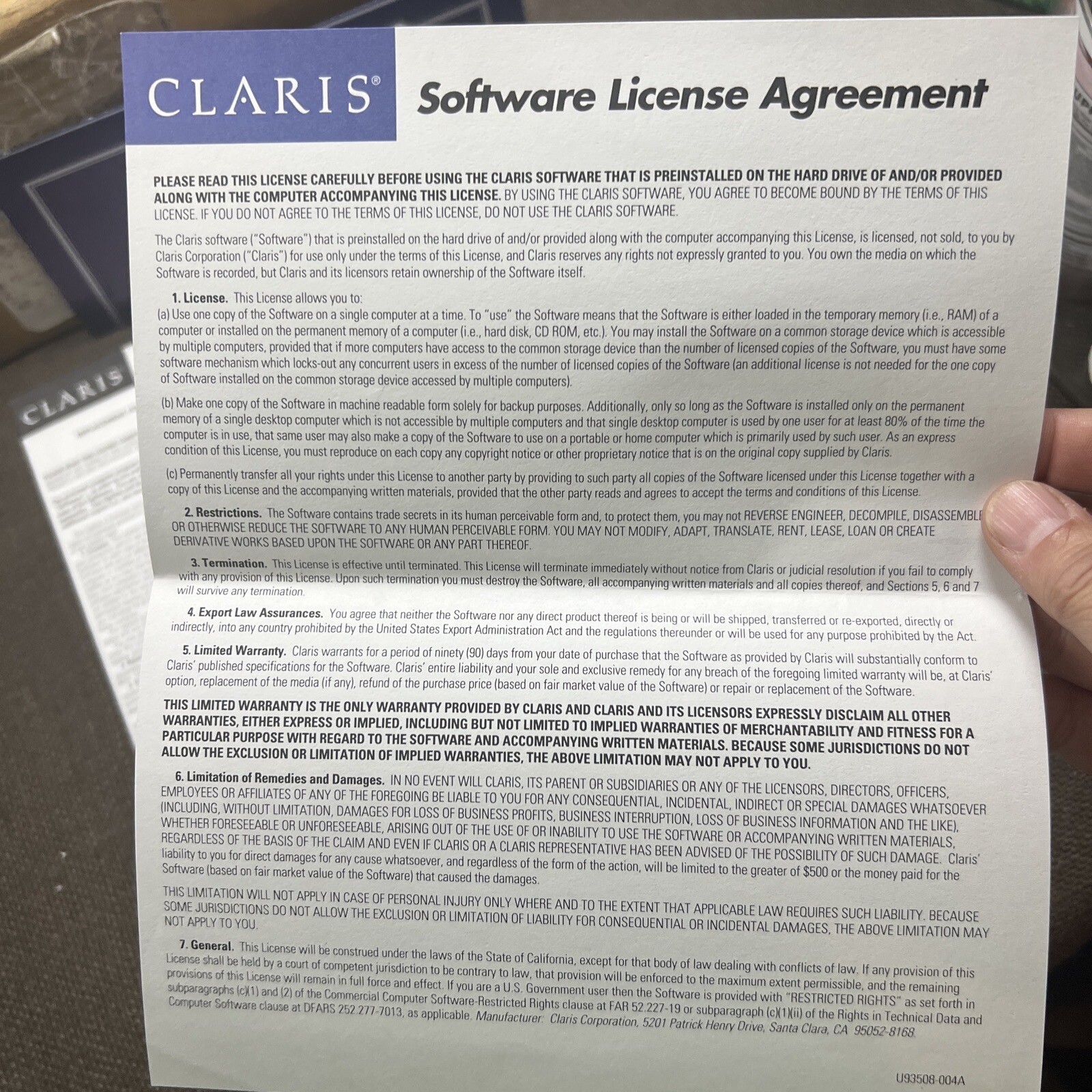 Vintage Apple Macintosh Claris Works 1993 v2.1 Update 3.5″ Floppy Disk + Papers