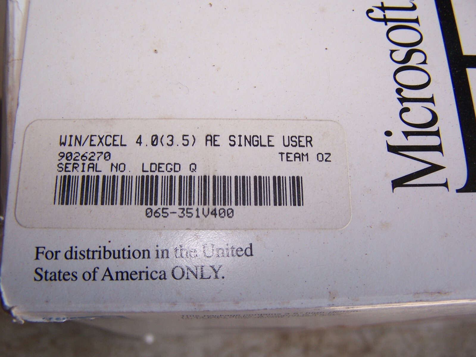 Vintage Microsoft Excel 4.0 on 3.5 HD Disk (New Open Box Sealed Disks) for PC