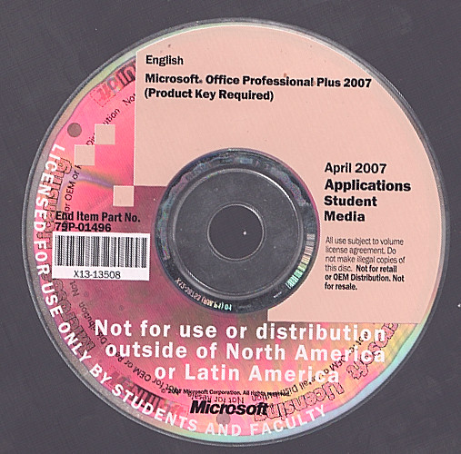 Microsoft Office Applications Student Media 2007 (Key Included – Not Shown)