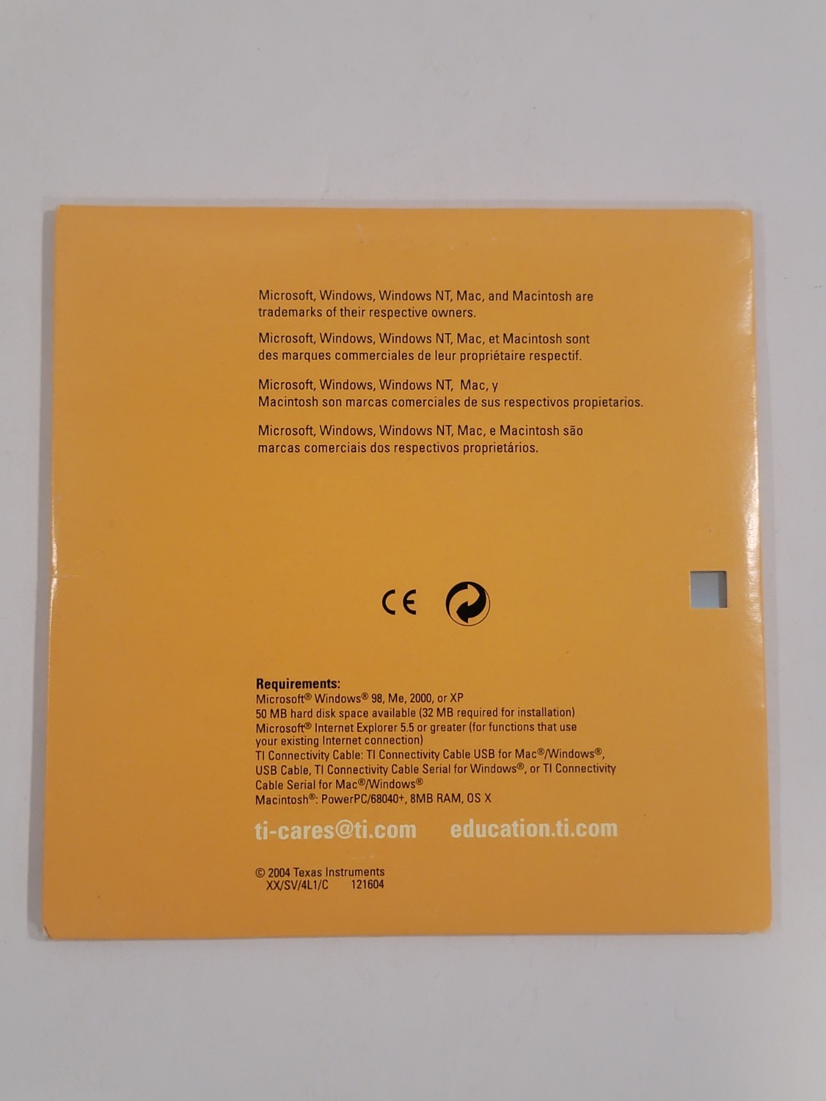 TEXAS INSTRUMENTS TI Graphing Product V. 1.2 PC Software CD-ROM