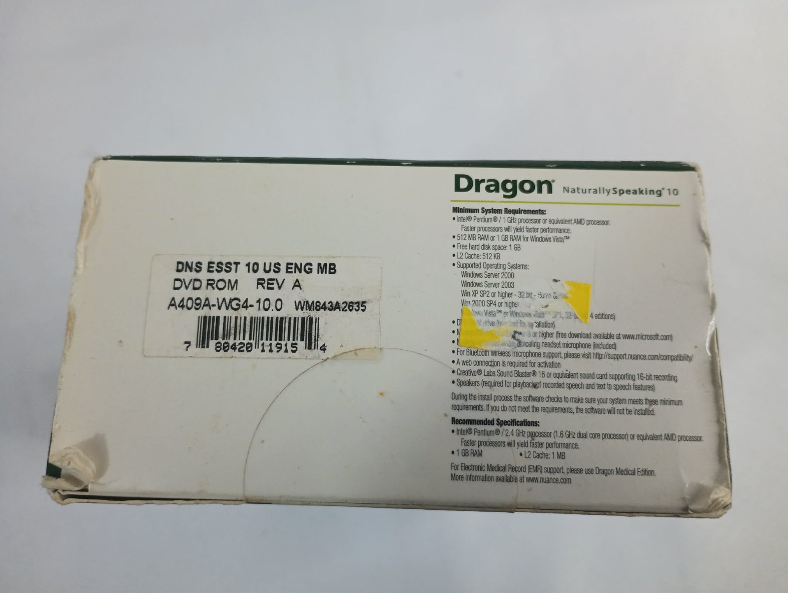 Dragon Naturally Speaking 10 Standard Speech Recognition Software (PC) SEALED