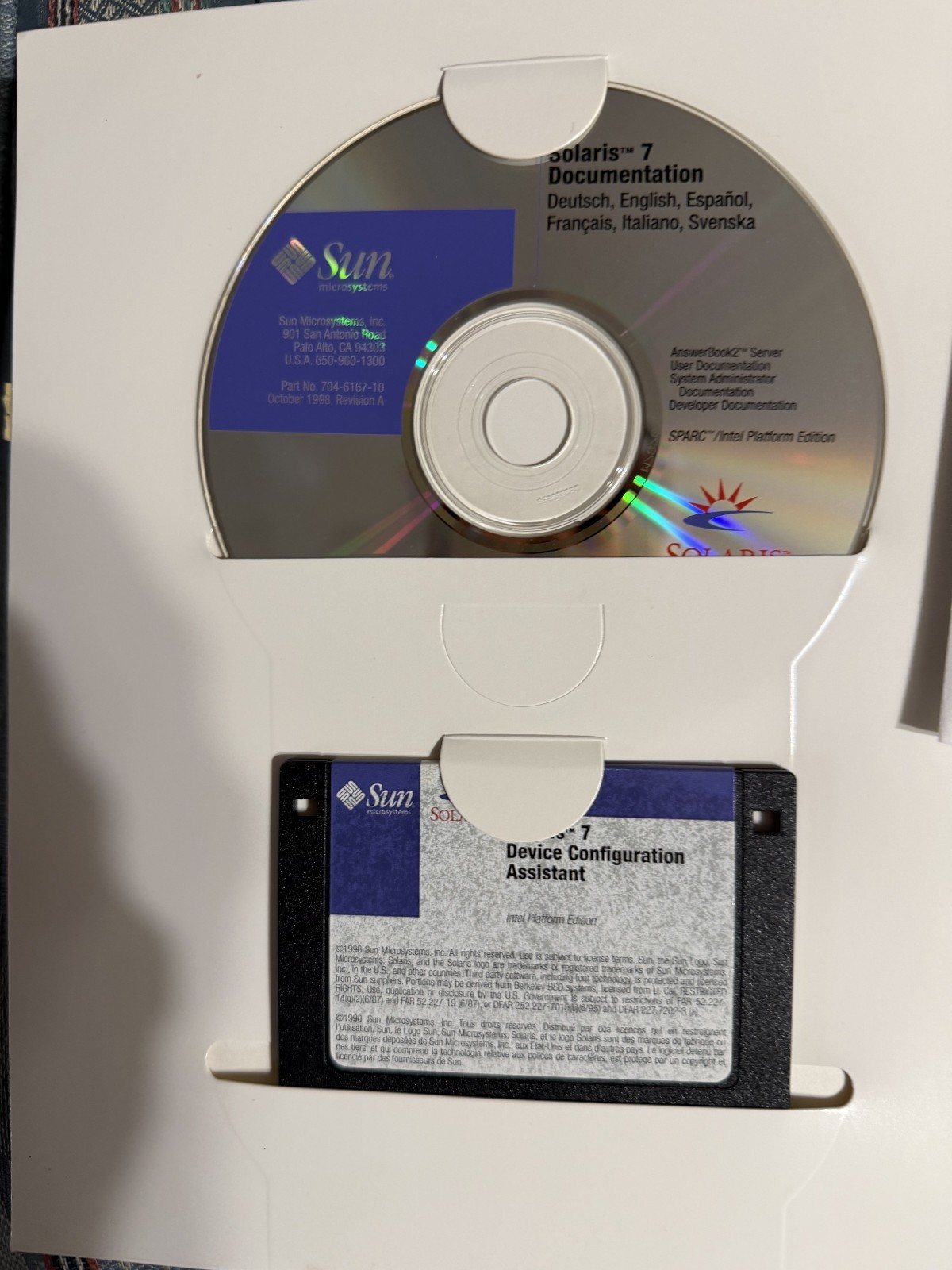 SUN MICROSYSTEMS SOLARIS 7 MEDIA OPERATING SYSTEM P/N 724-3144-01