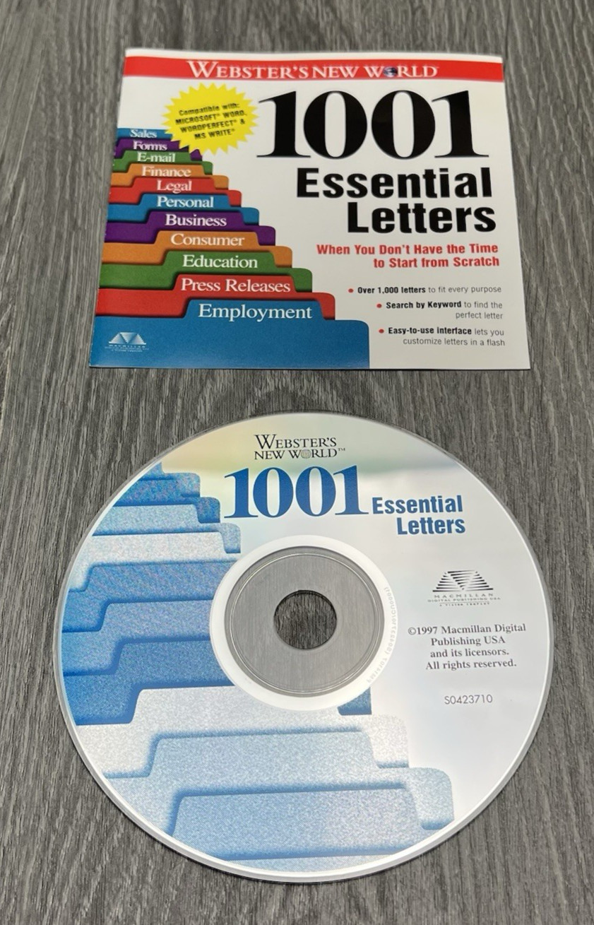 Webster’s New World 1001 Essential Letters for Windows 95 MISSING CASE