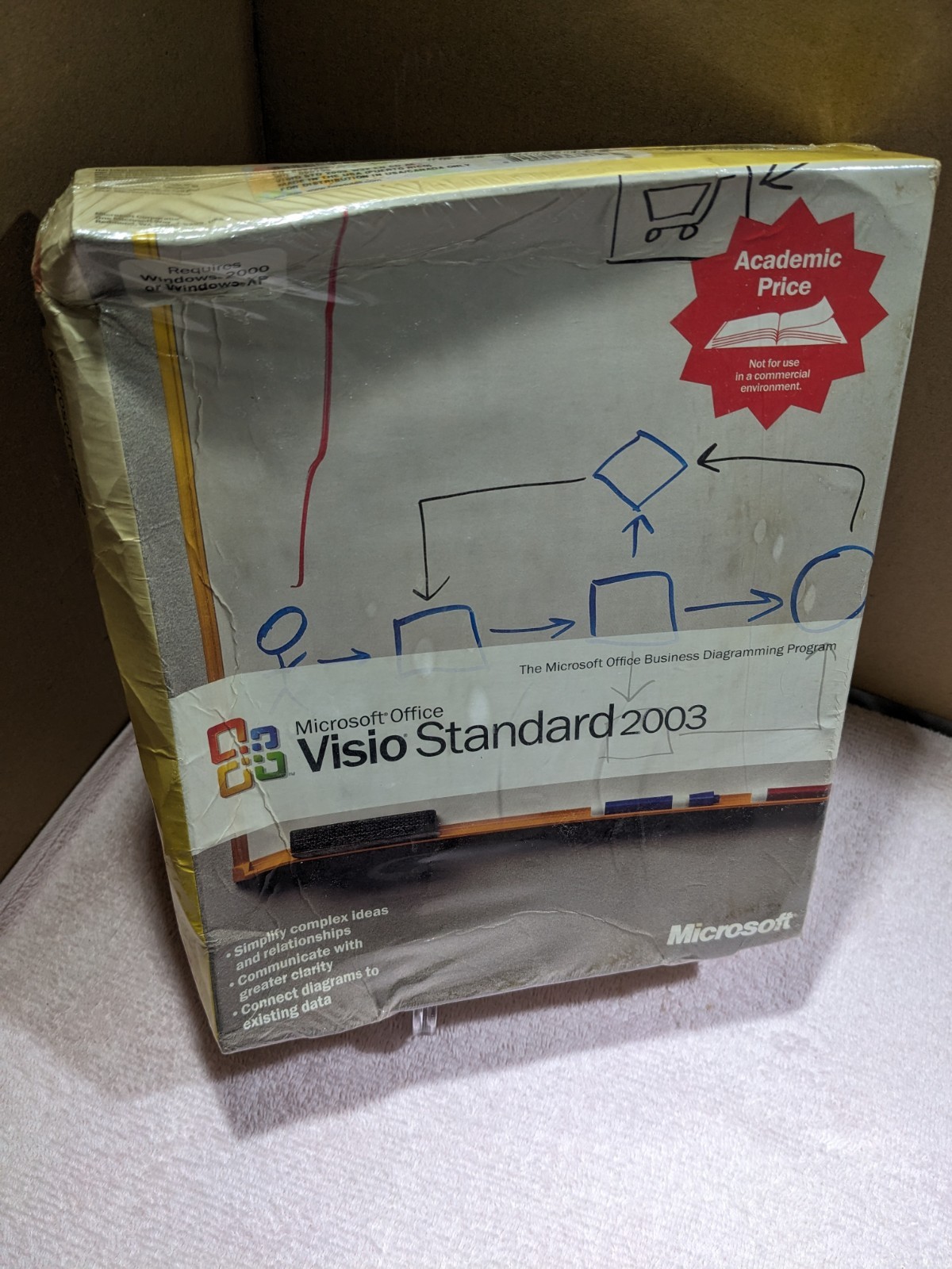 NEW – Microsoft Office Visio Standard 2003 Retail Box – Bent Box