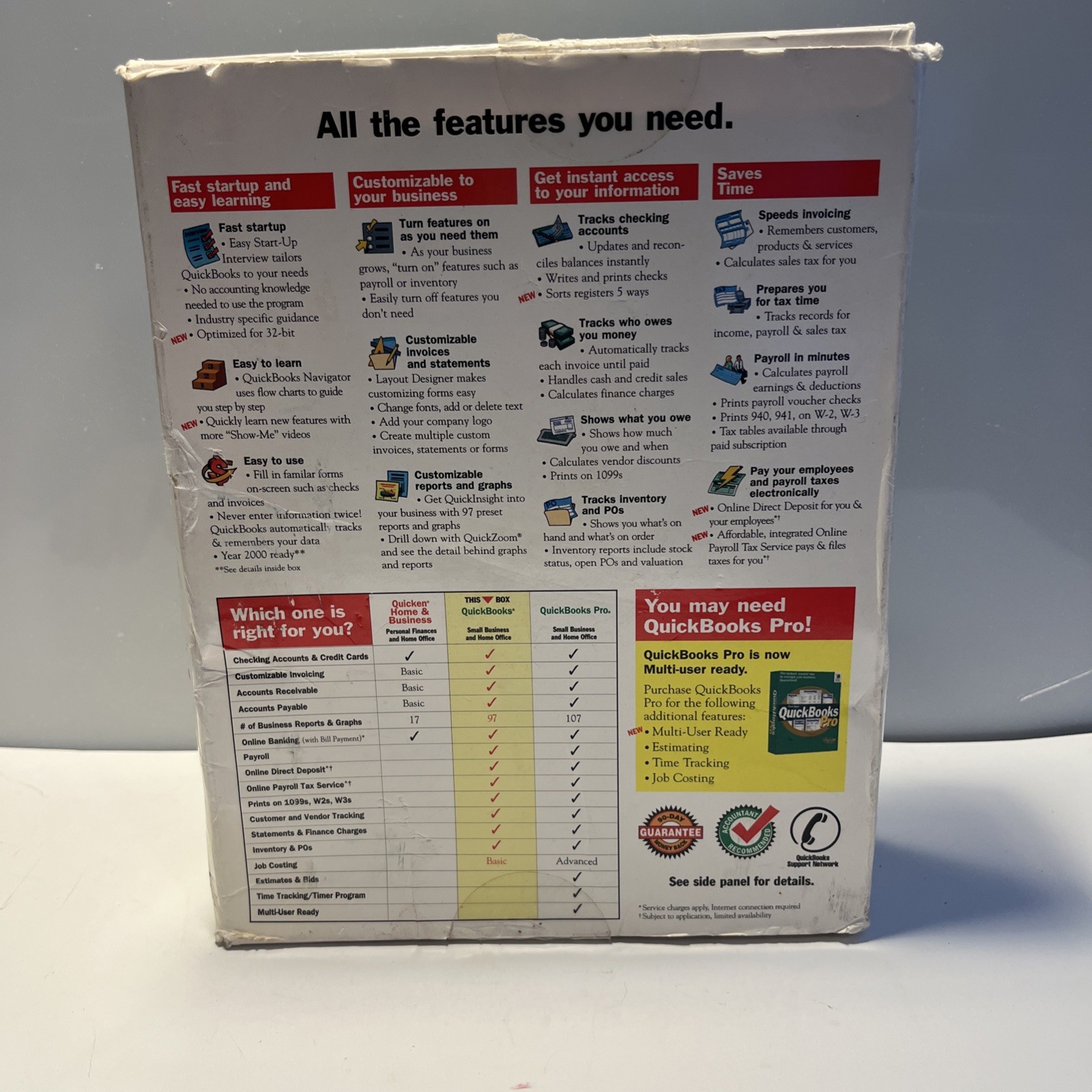 QuickBooks 1998 Version Quicken Financial Solutions CD-ROM Complete Box