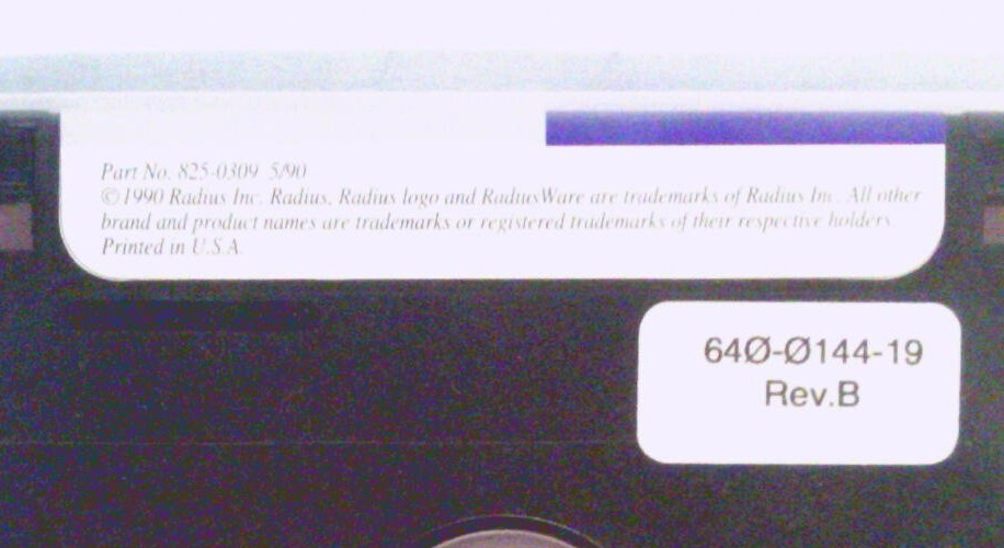 ✅ Radius~RadiusWare~Macintosh~1990~3.5″ Floppy Disk
