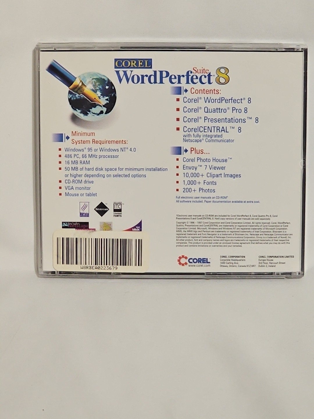 Corel Word Perfect Suite 8 (CD-ROM, 1997) w/ Maximizing Guide