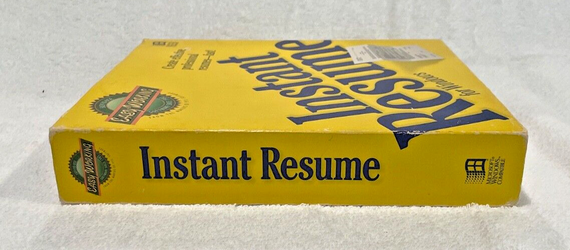 Easy Working Instant Resume For Windows 3 1/2 Floppy Vintage Original Box Book