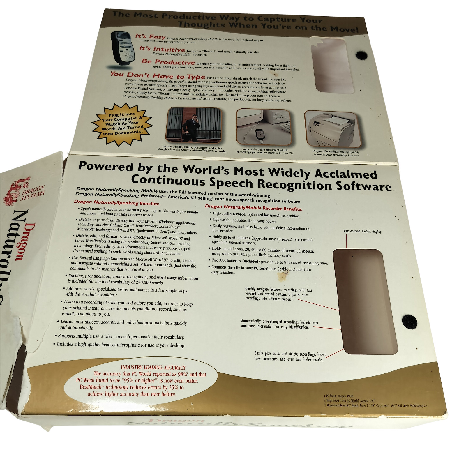Vintage Dragon Naturally Speaking Mobile 3.01 Dictation Kit for Windows 95 98 NT