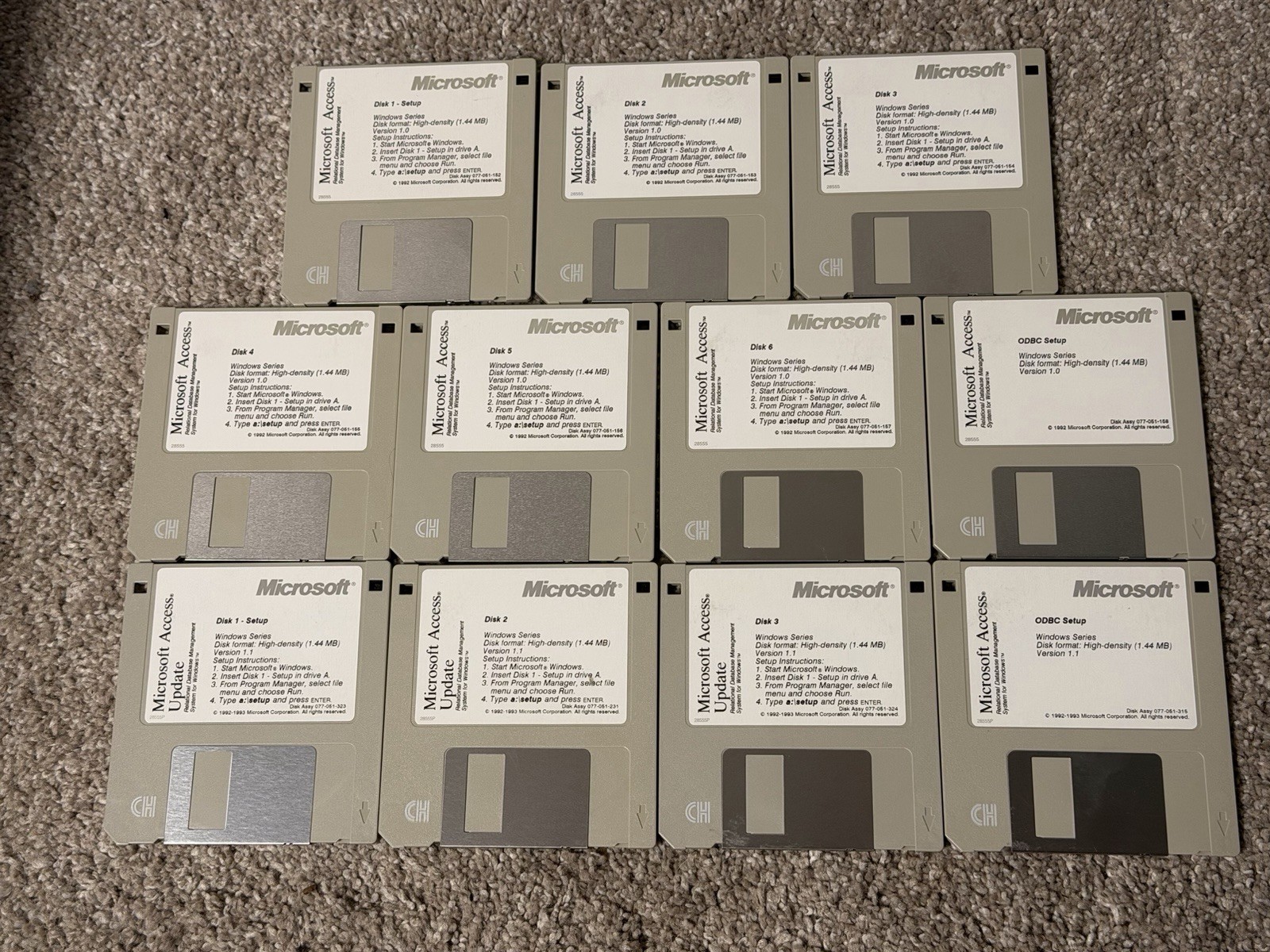 Microsoft Access 1.0 Database & 1.1 Update, 11 Floppy Disks 1992 1993 Tested