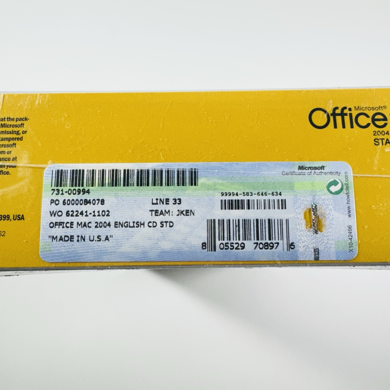 Microsoft Office 2004 for Mac Standard Sealed NIB