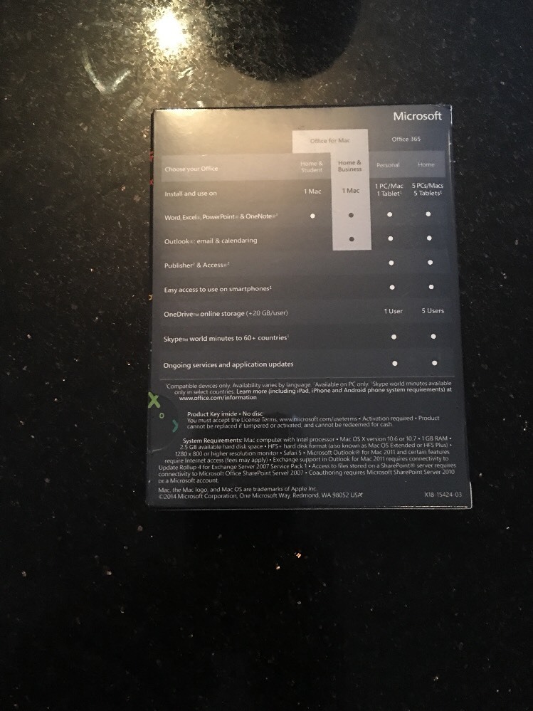 Microsoft Office Mac Home & Business 2011 Full Version W6F-00198 SEALED Wear Box