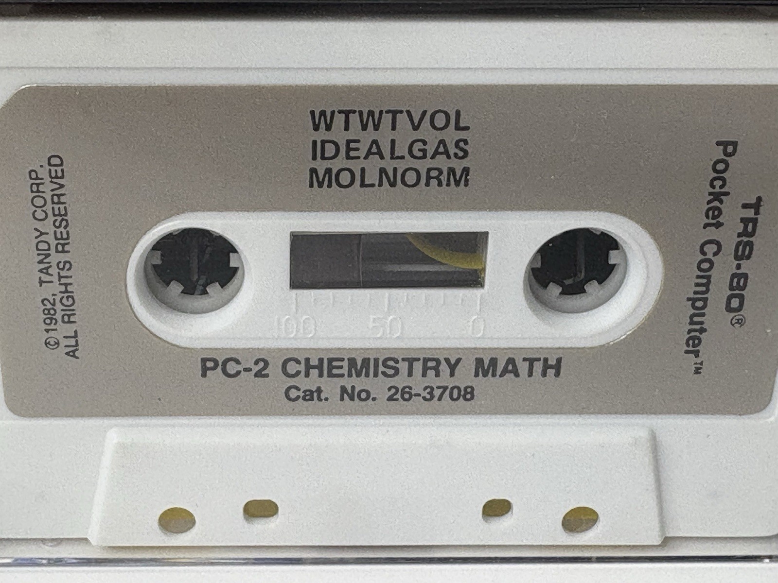 Radio Shack Tandy TRS-80 PC-2 Software Library CHEMISTRY MATH 26-3708