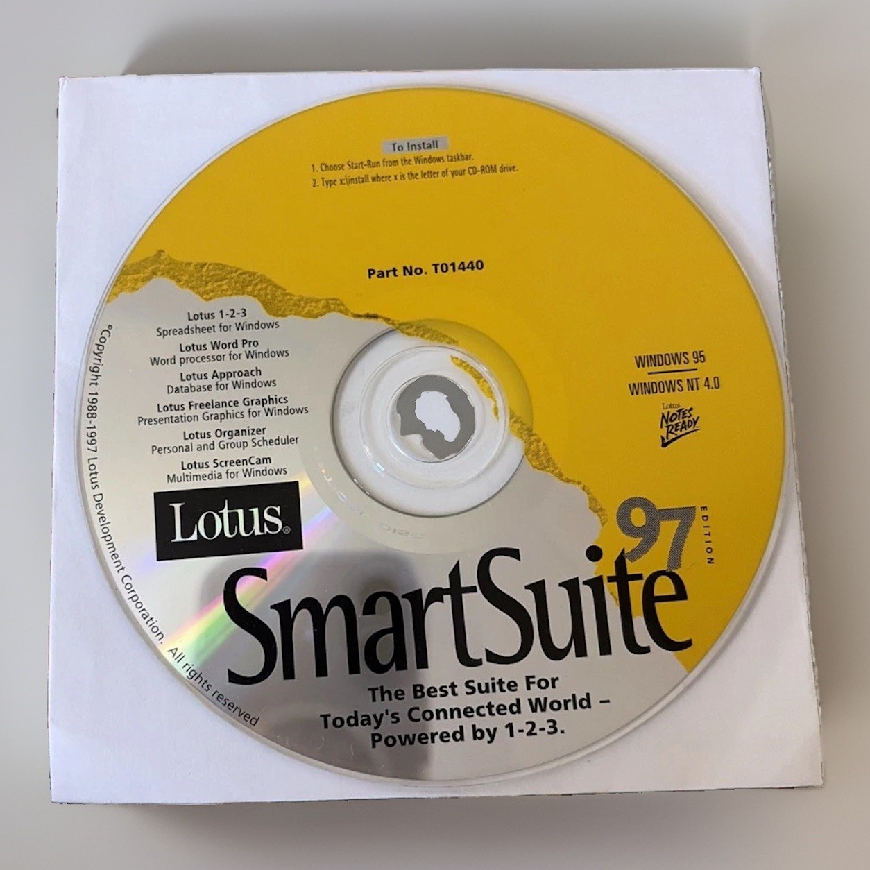 Lotus SmartSuite 97 (WordPro, 123, Organizer, Freelance,etc) Windows CD UNTESTED