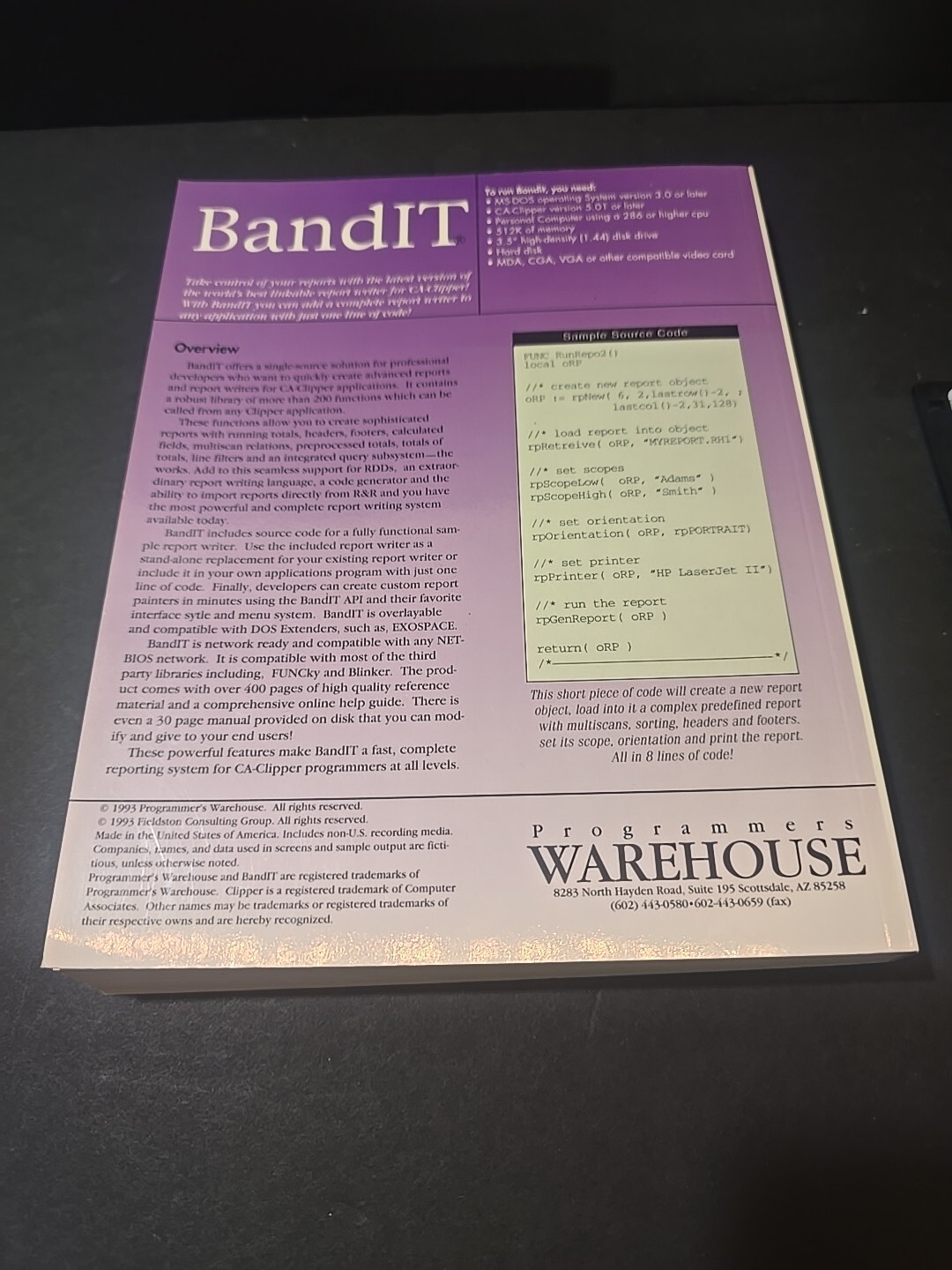 Bandit Linkable Report Writing Toolkit for CA-Clipper Programmers 1993 3.5″