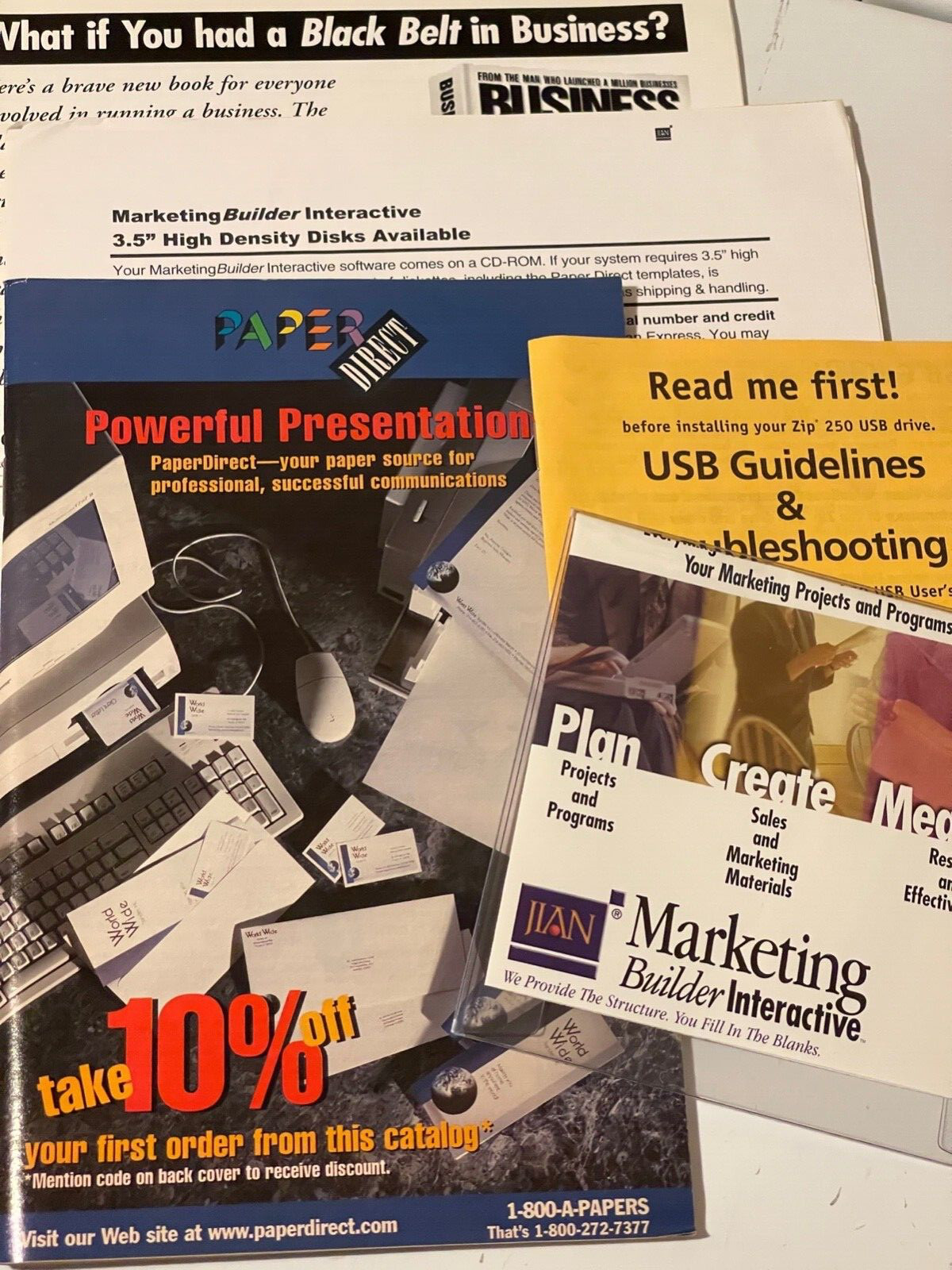JIAN MARKETING BUILDER INTERACTIVE INCLUDES CD-ROM BOOK BROCHURES BOX HAS A TEAR