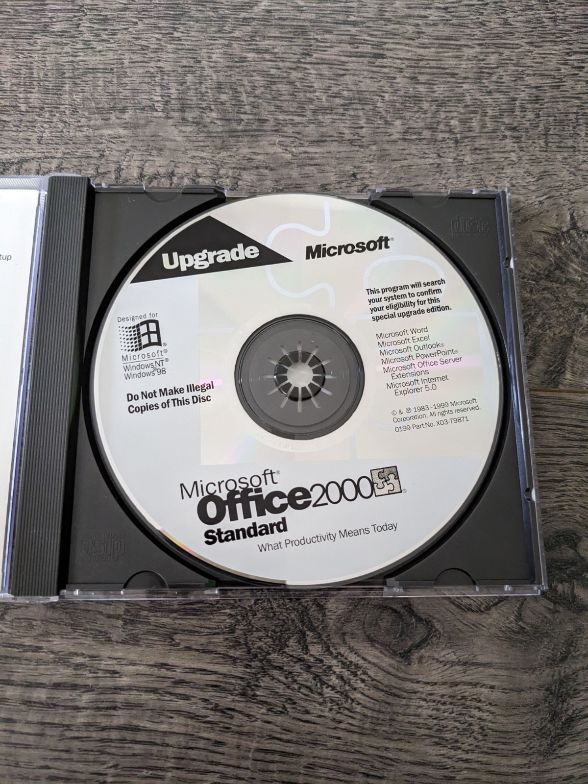 Microsoft MS Office 2000 Standard Edition Upgrade Install CD Key Vtg w case
