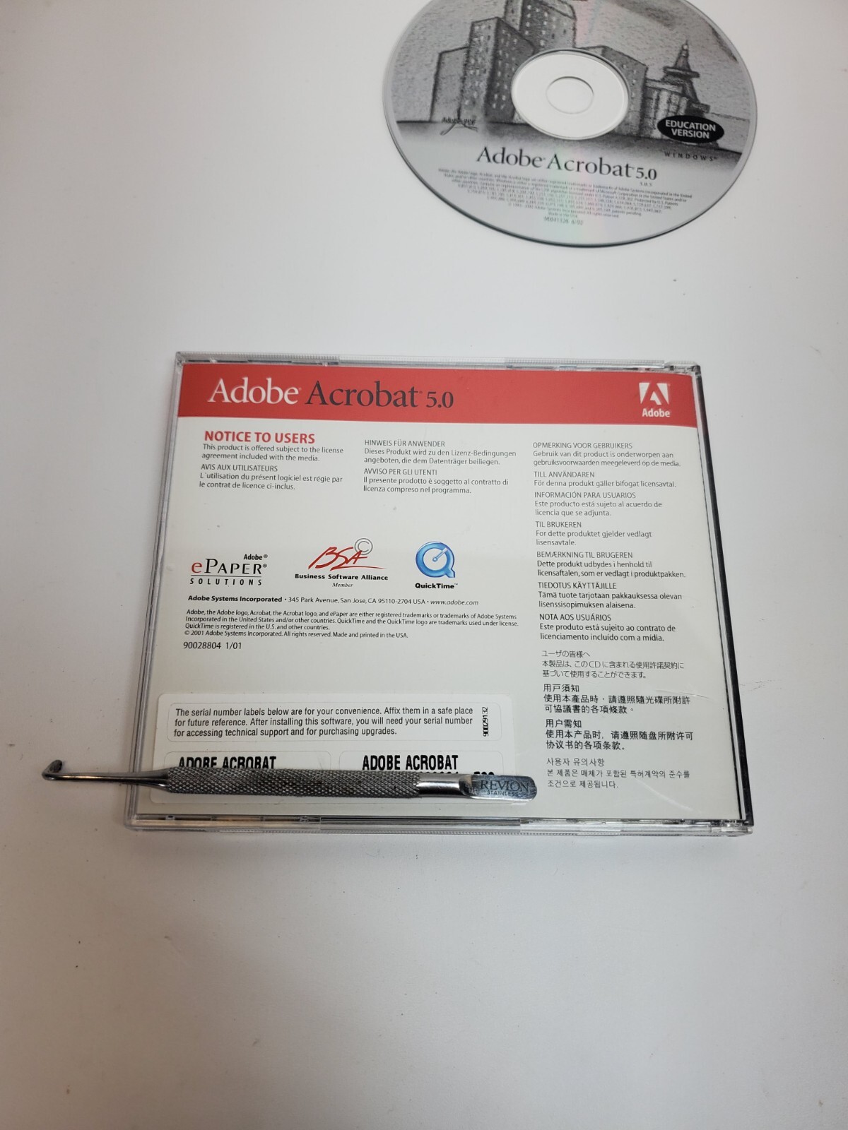 Adobe Acrobat 5.0 CD Software 2001 with Serial Number