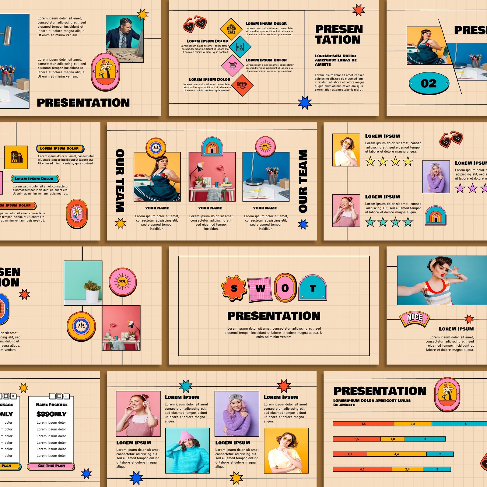 Retro PowerPoint Template – Vintage Canva Presentation with Creative Slides