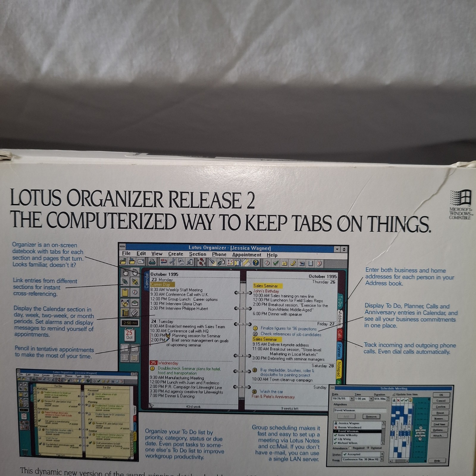 Lotus Organizer 2.1 Release 2 Big Box IBM/Windows 3.1 Complete Floppy Software