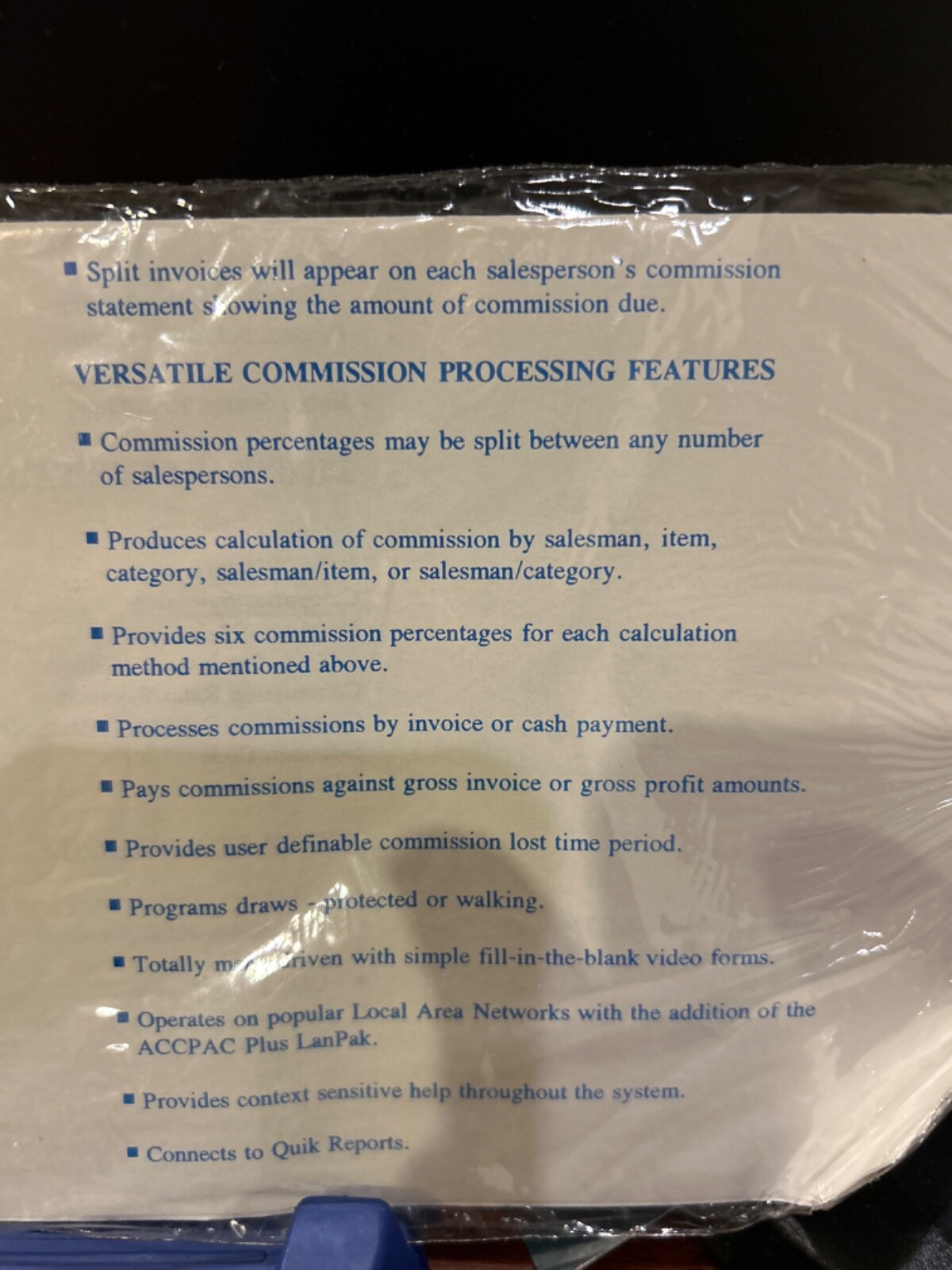 BRAND NEW SEALED ACCPAC Plus Accounting Commission Tracking Companion Product.