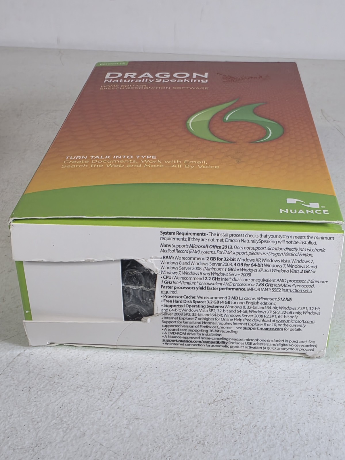 Nuance Dragon NaturallySpeaking 12 Home Edition Speech Recognition Software USB