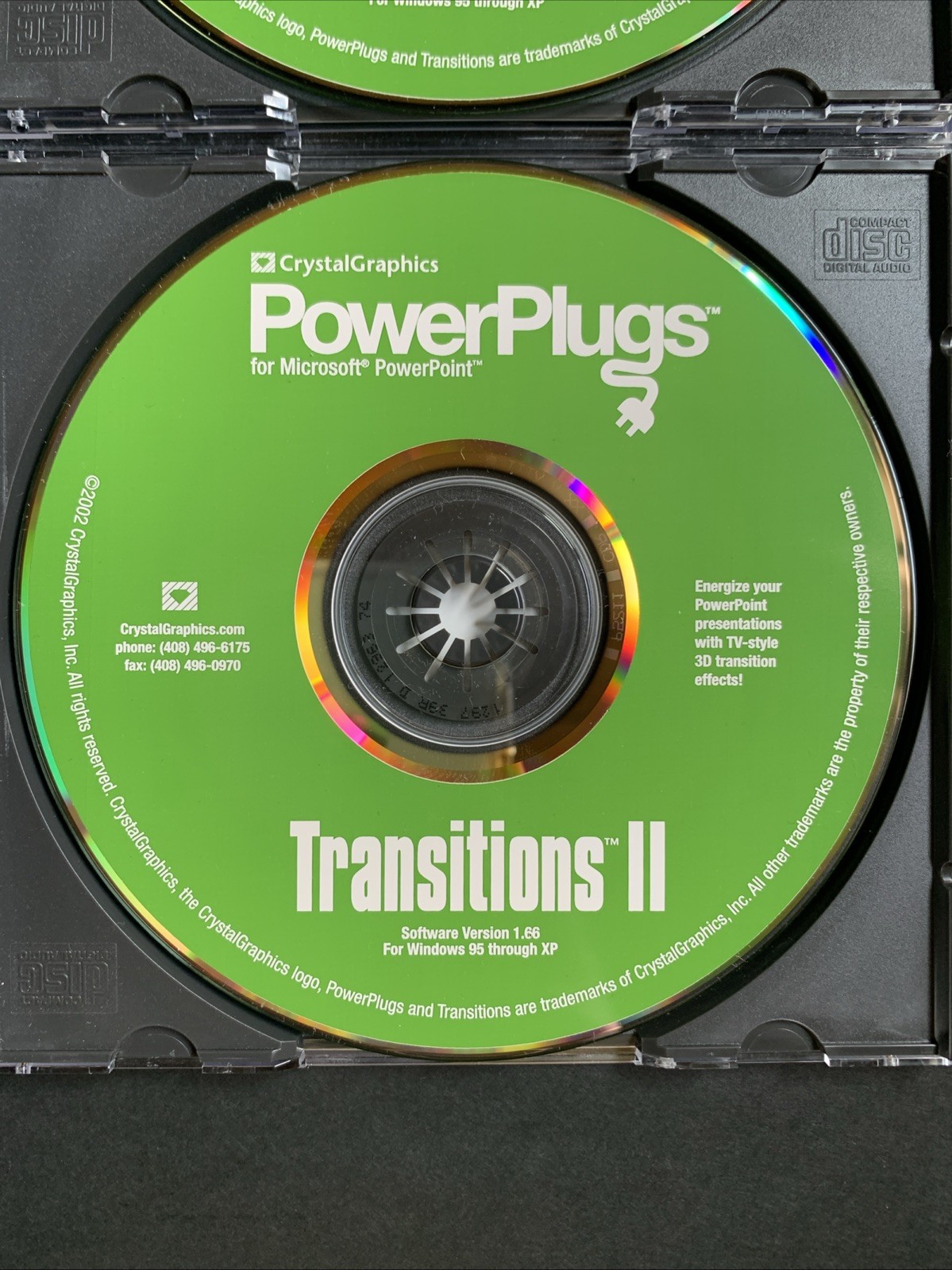 PowerPlugs Transitions 1 & 2 PC CD MS PowerPoint Presentation TV Style 3D Effect