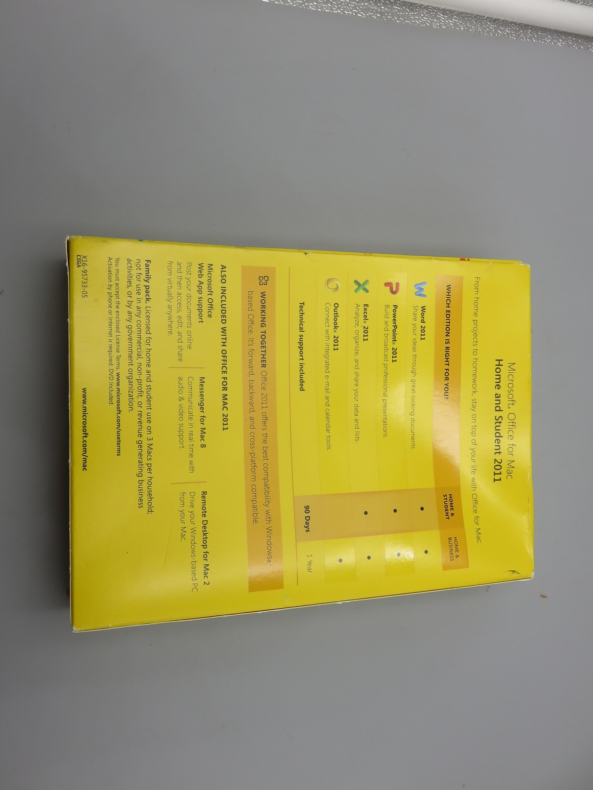 Microsoft Office Mac 2011 Home & Student DVD 3 User 3 Mac Family Pack Retail Box