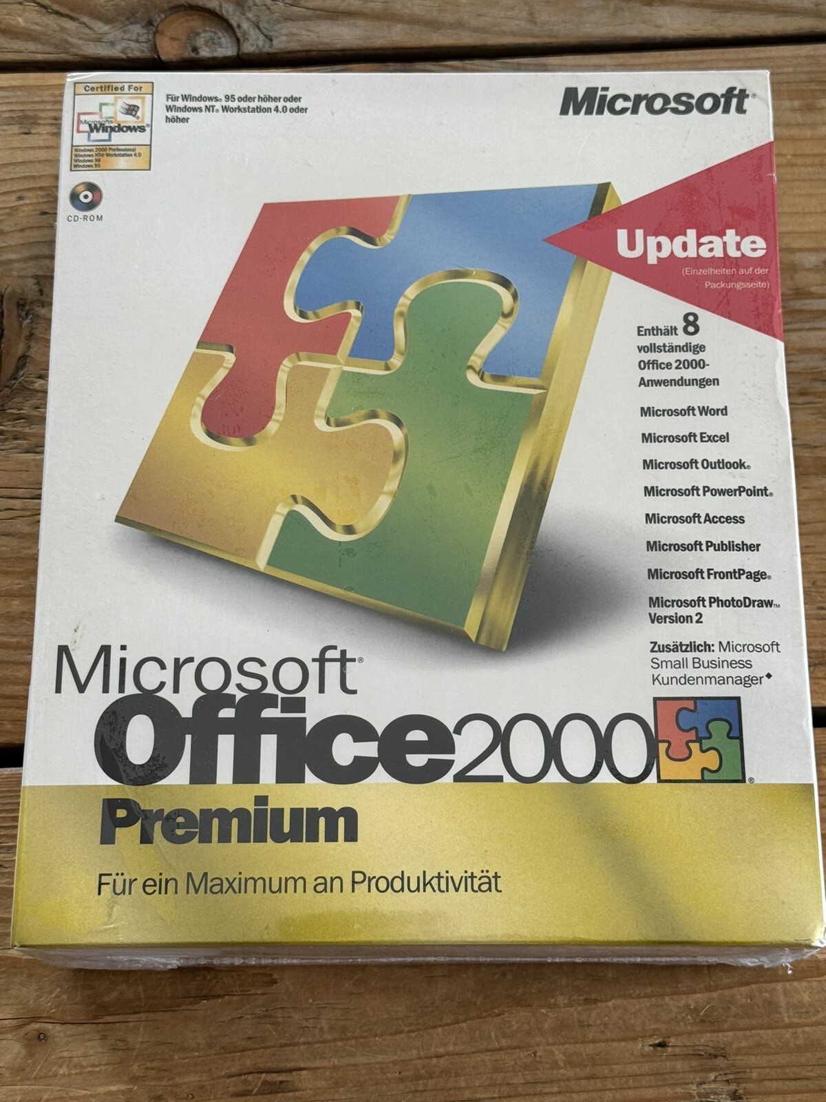 Office Premium 2000 SR1, Retail, German, Full Version Bundle with VAT Invoice