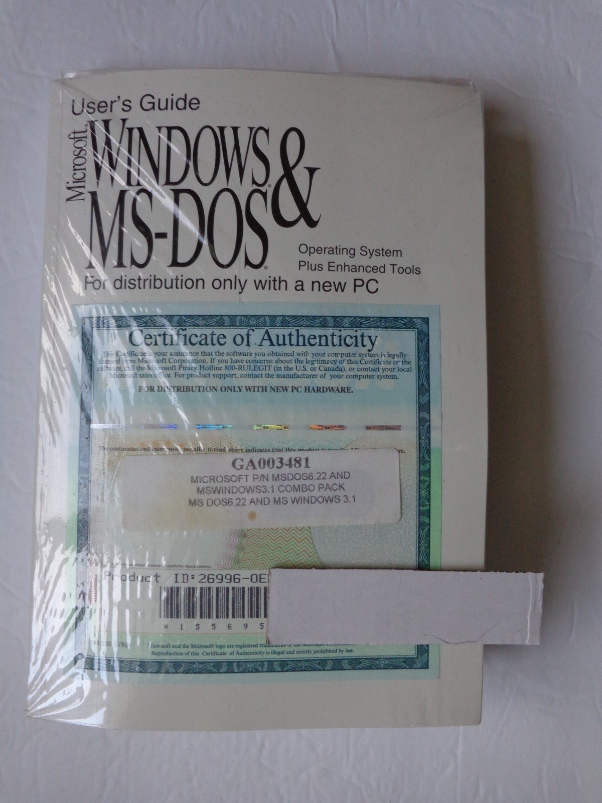 MICROSOFT WINDOWS VERSION 3.1 & MS-DOS 6.22 Full Version (Factory Sealed)