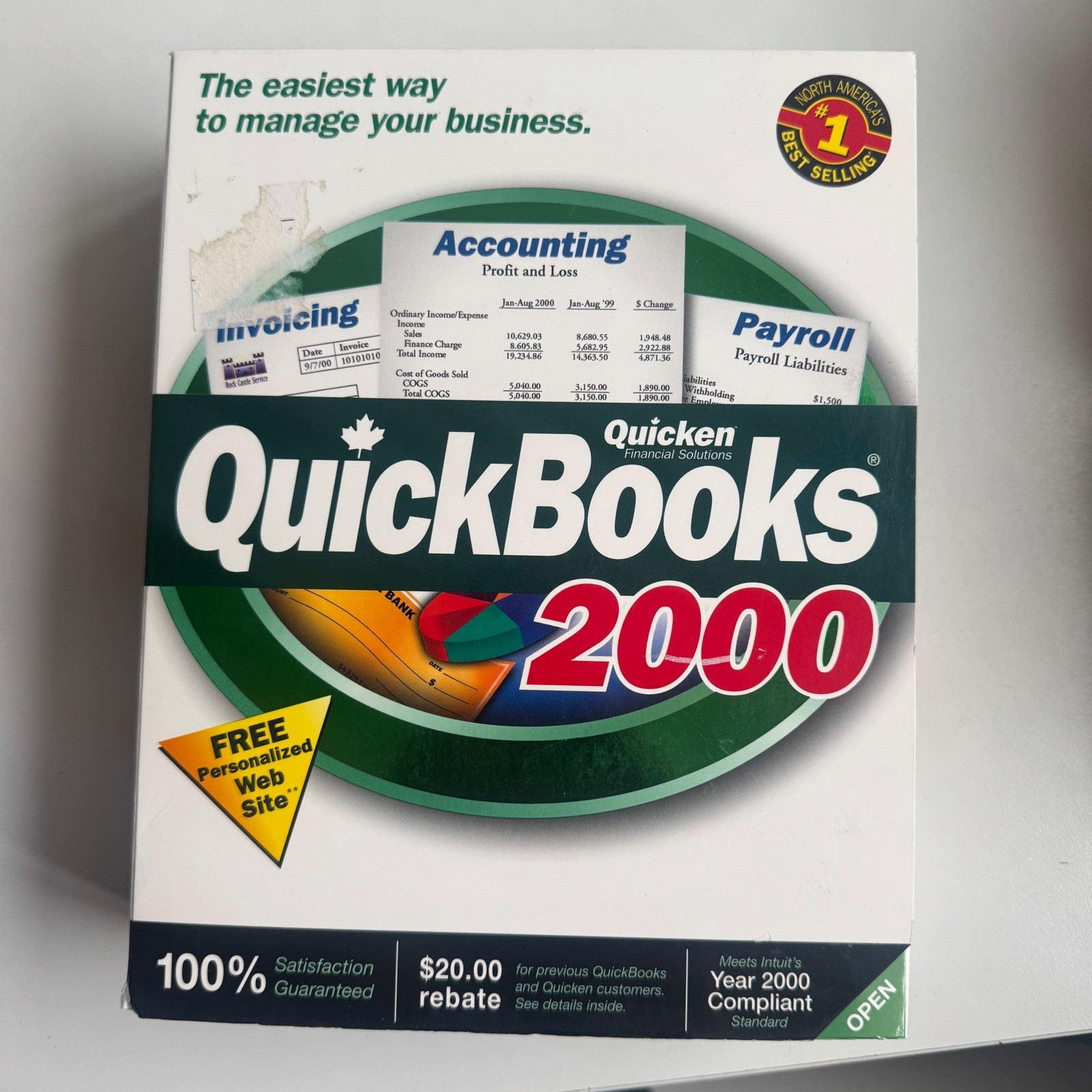 Intuit Quicken QuickBooks 2000 Business Accounting Software Windows PC Boxed CD