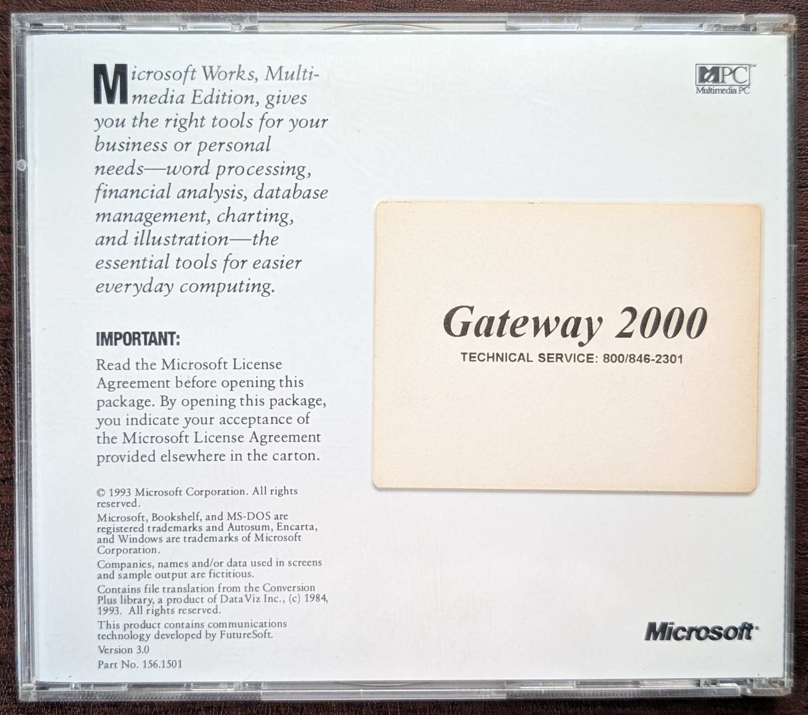 Microsoft Works Multimedia Edition Ver 3.0 CD for Windows 3.1 Or Later – Tested