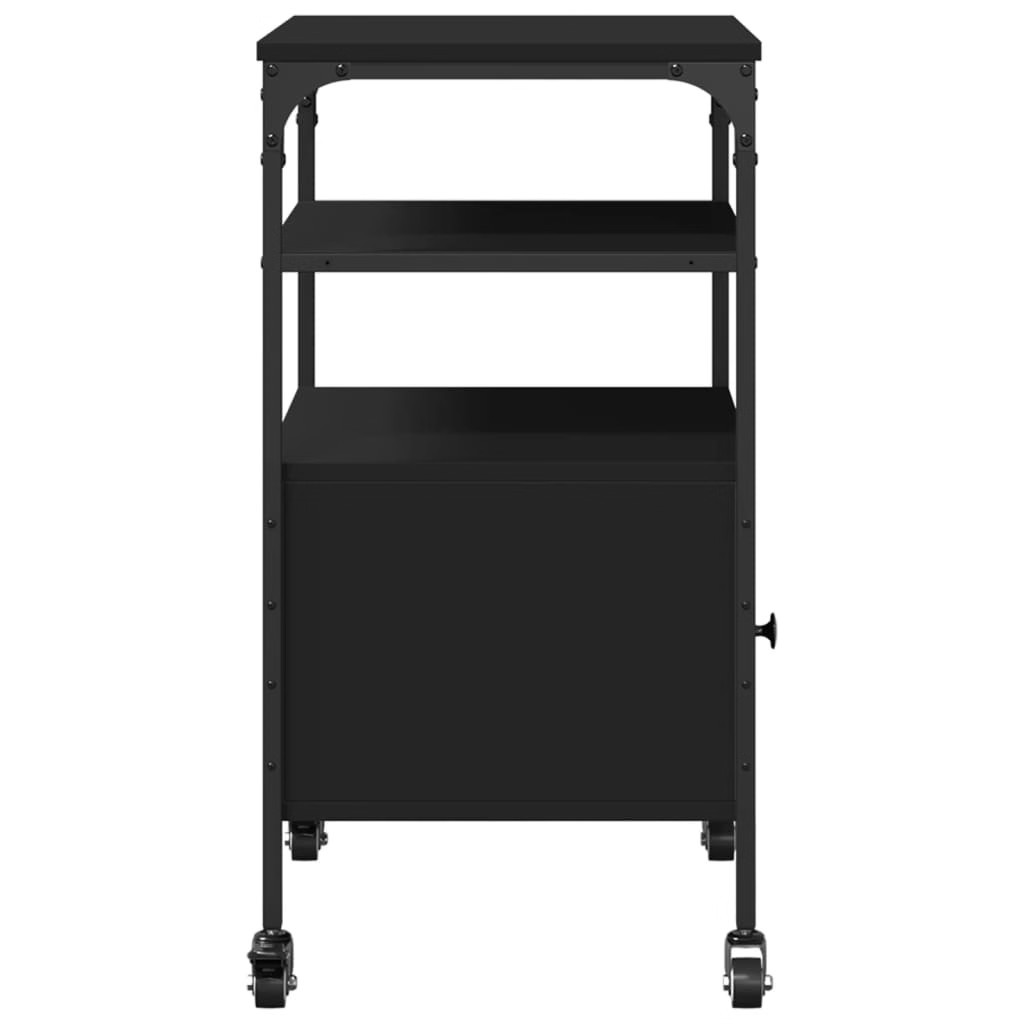 Printer Stand 3-Tier Black 19.7″x15.7″x29.9″ Engineered Wood