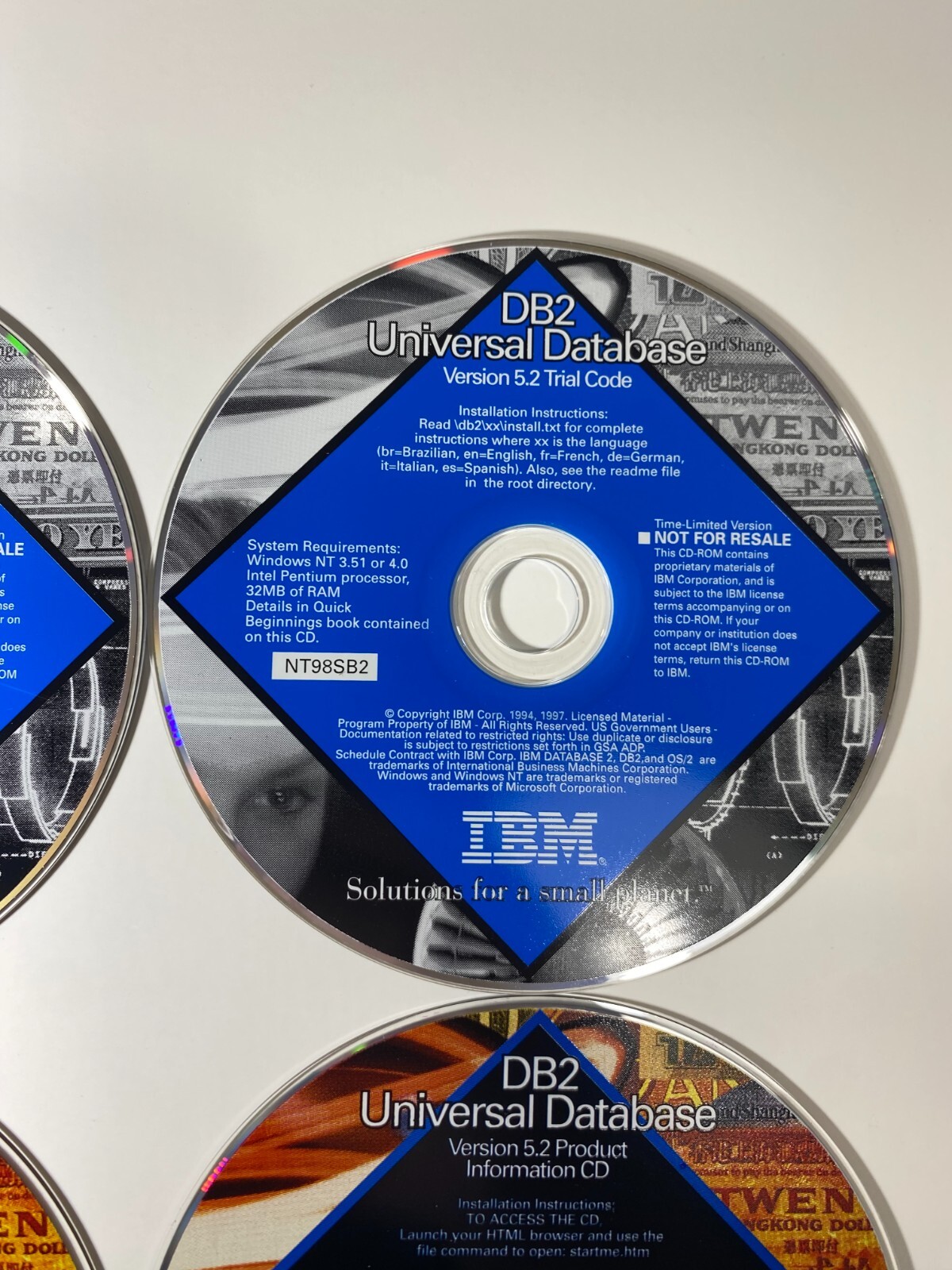 Set of 4, IBM DB2 Universal Database 5.2 Trial Code, Product Information CD Disk