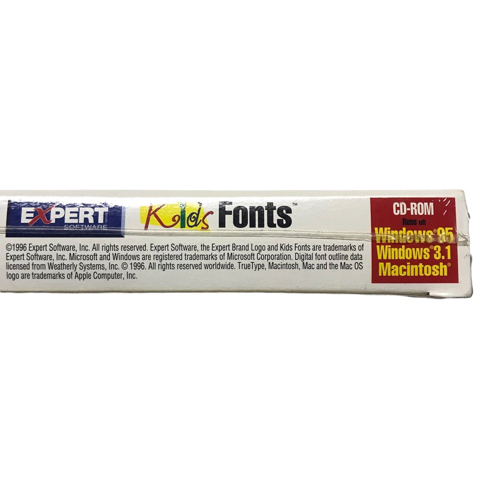 Vintage Expert Kids Fonts Windows 95 & 3.1 New Sealed 1996