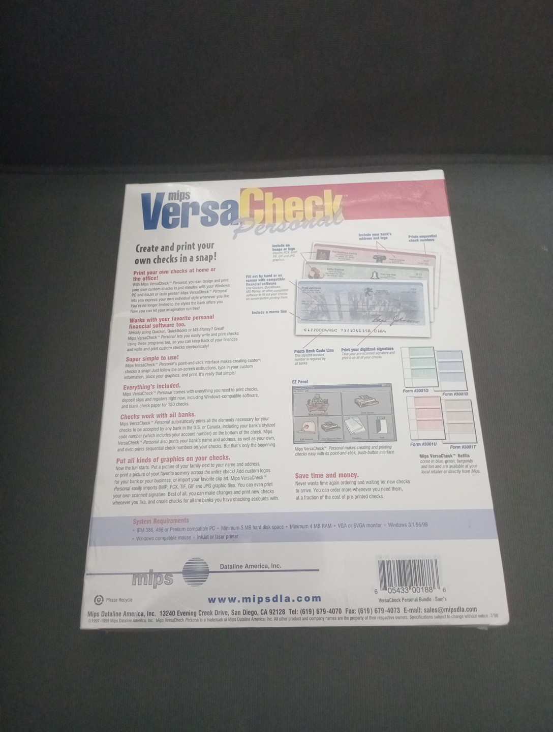 Mips Versa Check Personal Custom Check Creation Software 3.5″ Floppy w/150 Blank