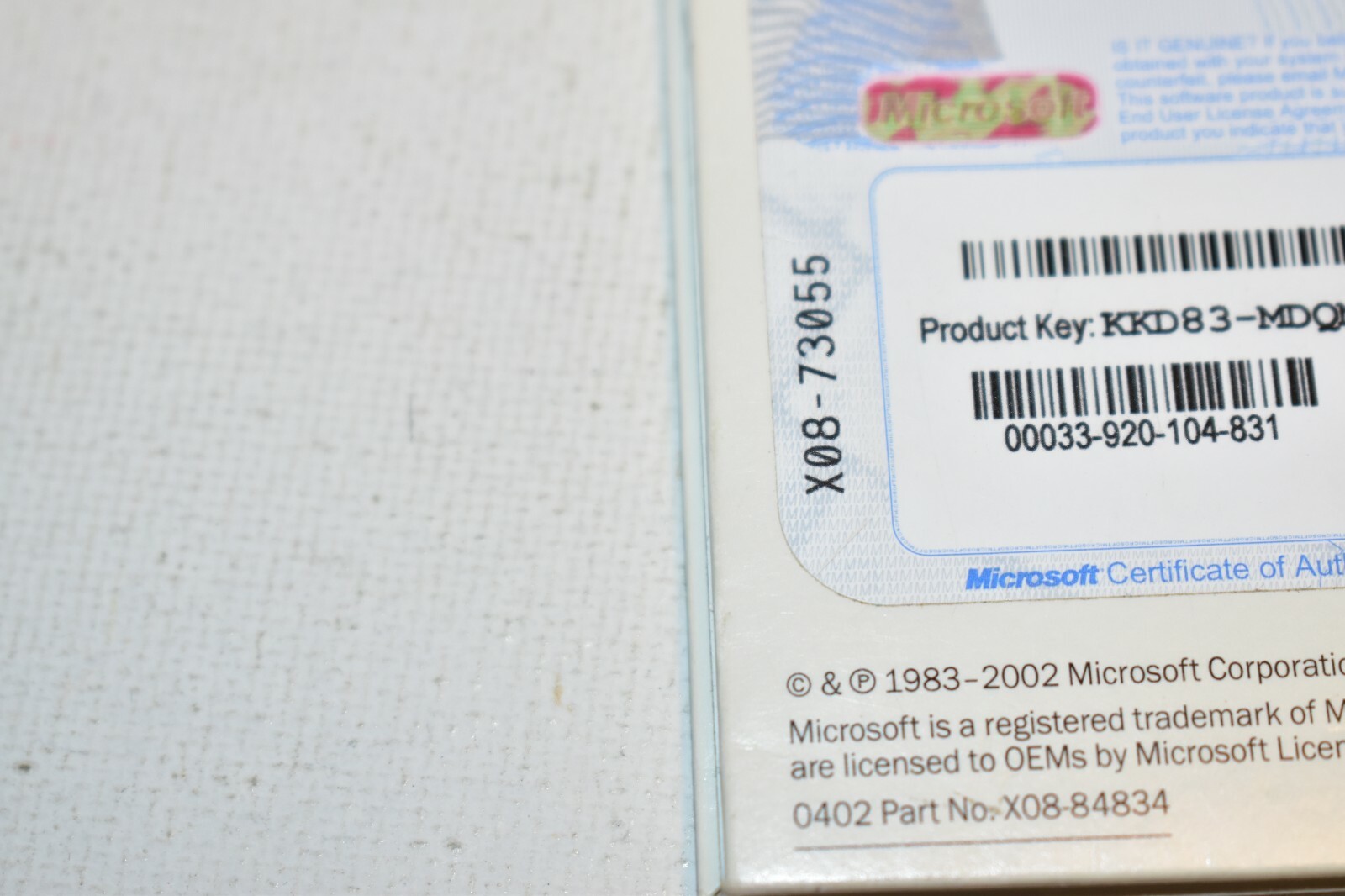 Microsoft Word 2002 Windows w/ Product Key for Sony Corporation