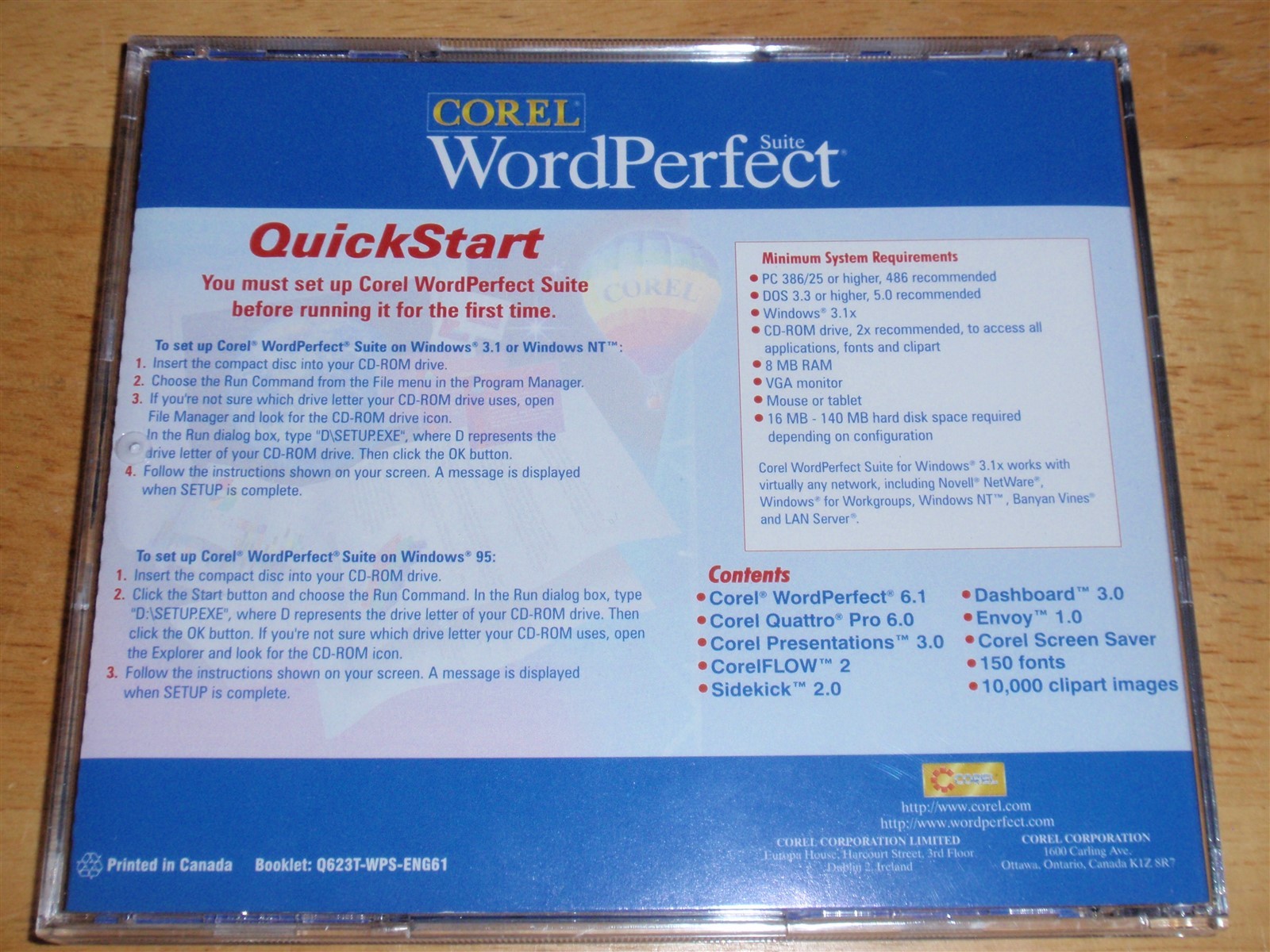 Corel WordPerfect Suite 6 PC CD-ROM 1996 Quattro Pro 6 Presentations 3 Windows95