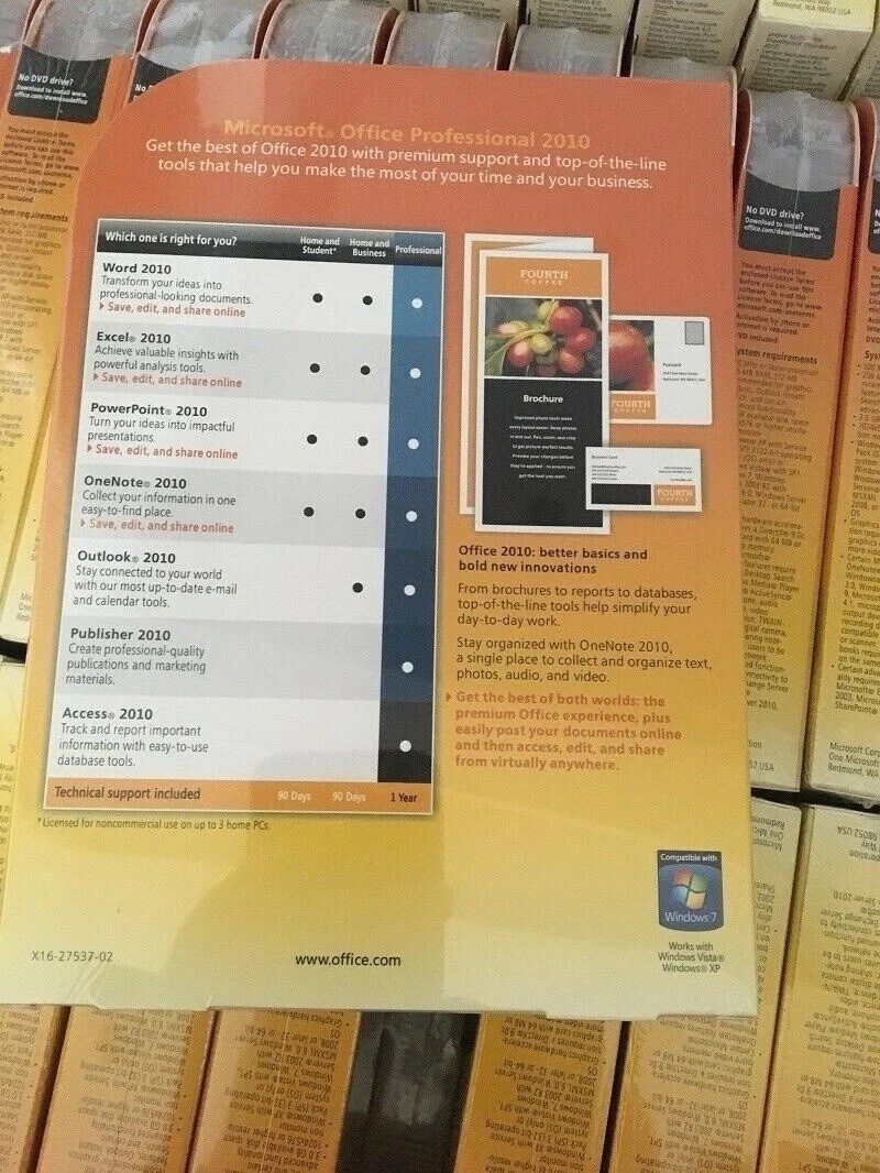 Microsoft Office 2010 Professional For 6 PCs Full Retail NEW SEALED Box Version