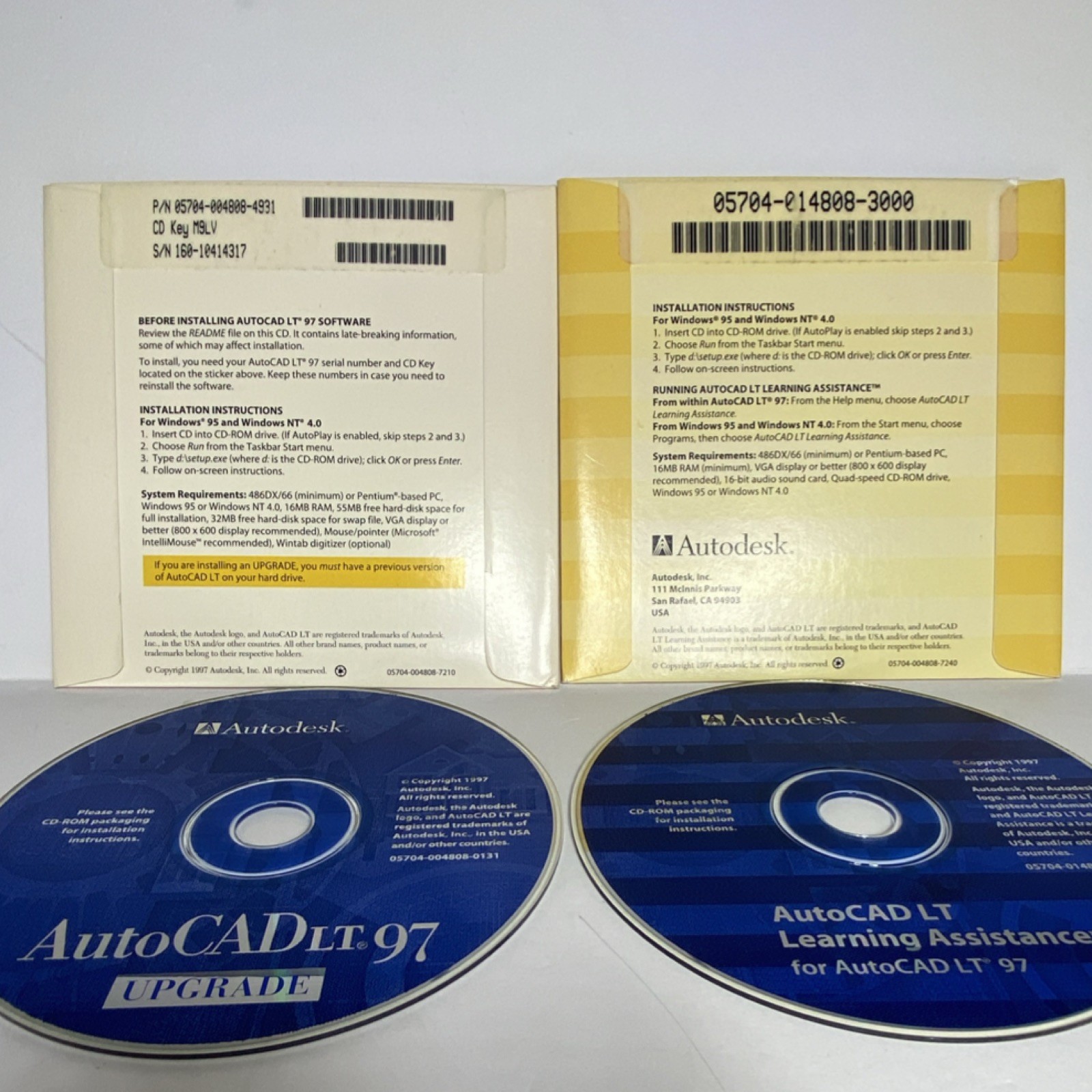 Autodesk AutoCAD LT 97 CAD & CAM Software CD Set w/ Learning Assistance, Windows
