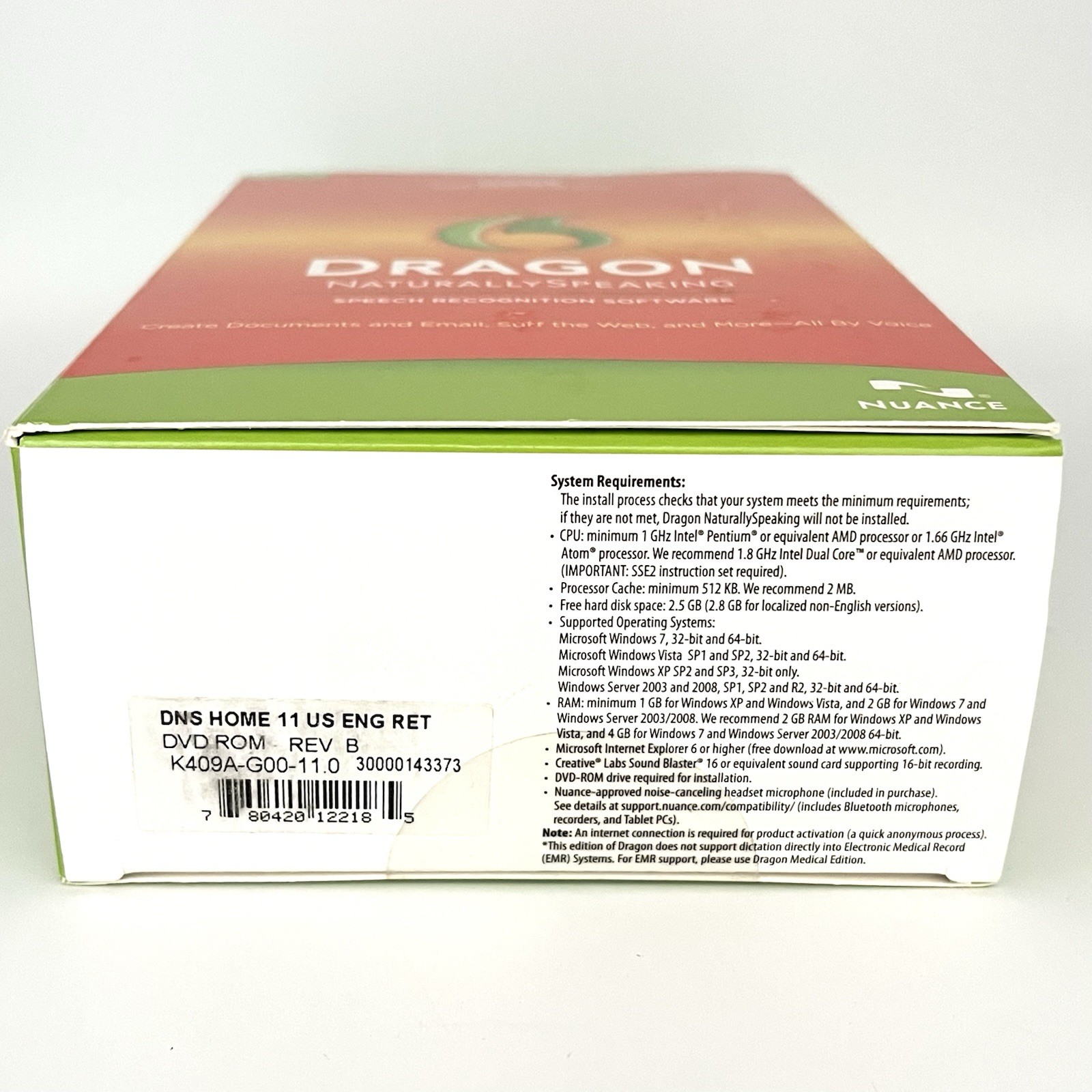 Nuance Dragon Naturally Speaking Home Version 11 With Head Set IOB
