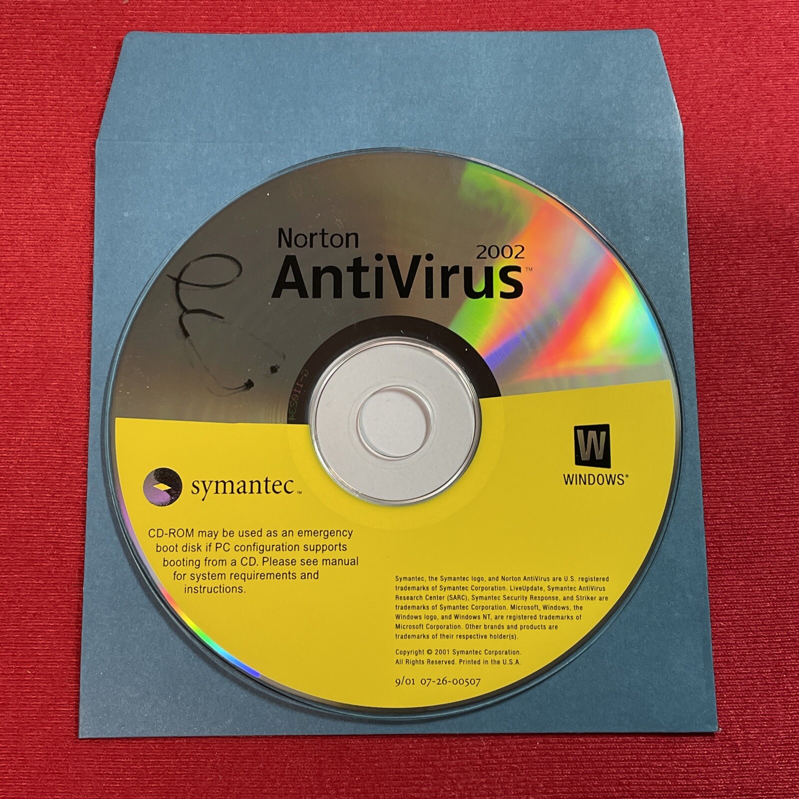 Symantec Norton AntiVirus 2002 Software Disc Only Great Condition