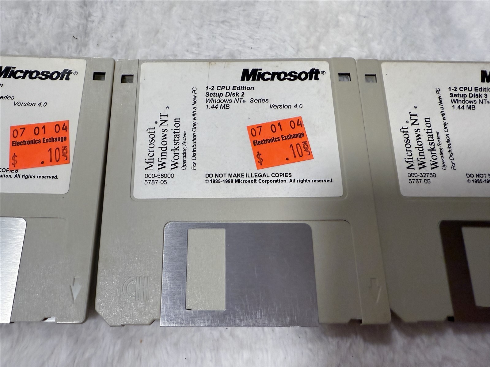 MICROSOFT WINDOWS NT WORKSTATION 3.5″ DISK SET OF 3 SETUP VERSION 4.0 1-2 CPU