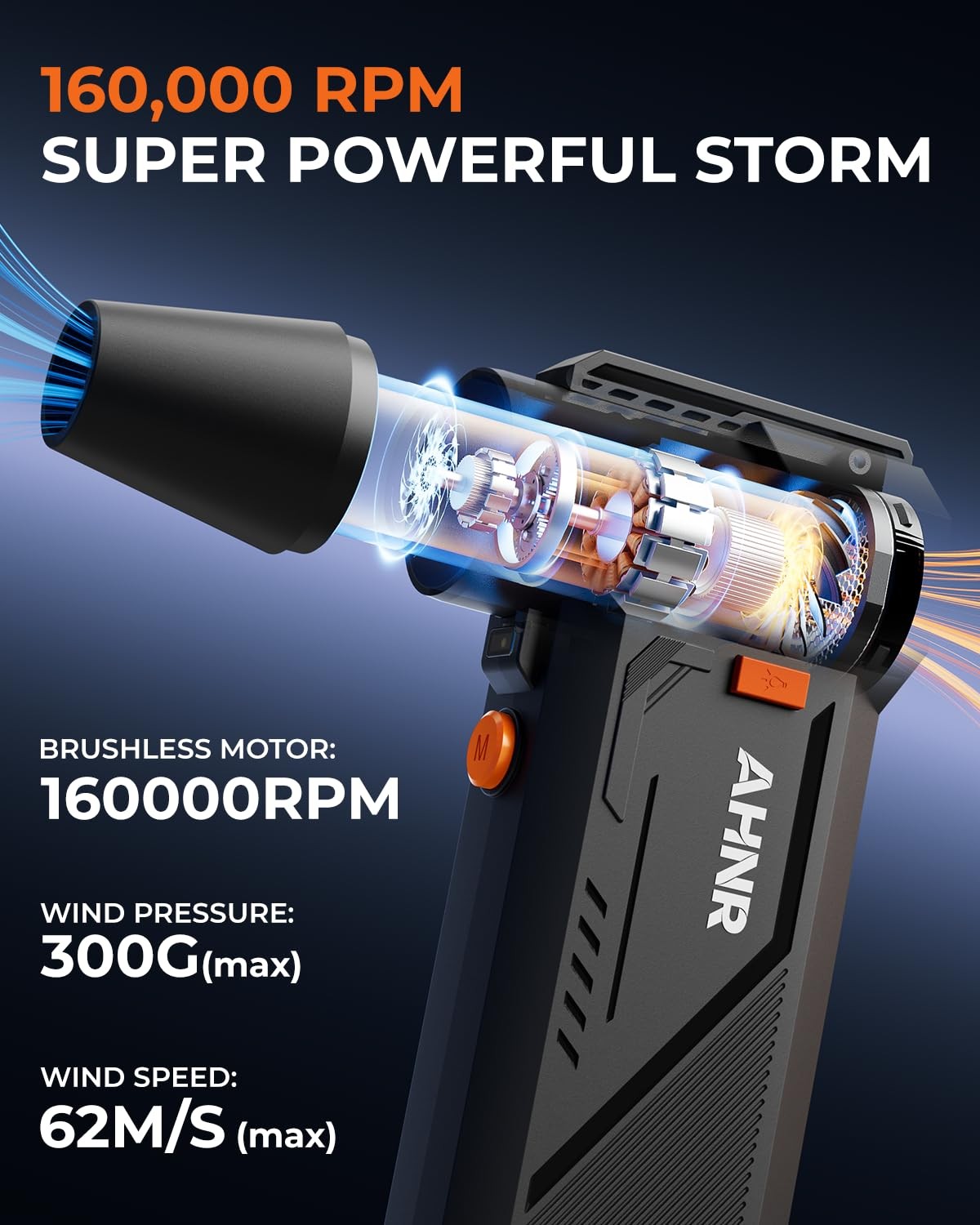 Ahnr Compressed Air Duster 160000Rpm Powerful Electric Air Duster Blower