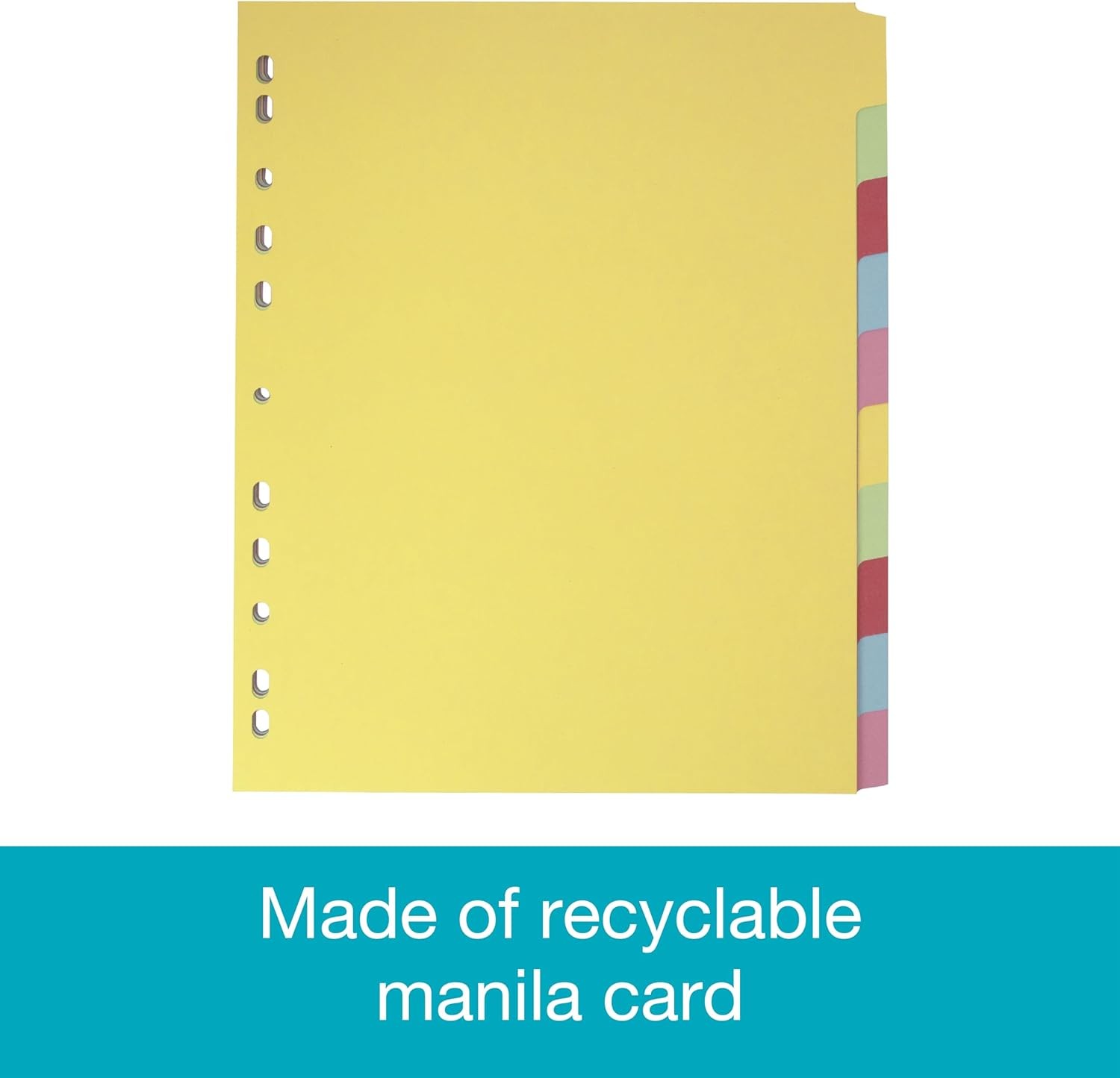 Elba A4+ (Extra Wide), 10 Part Card File Dividers, Assorted, 5 Packs of 10