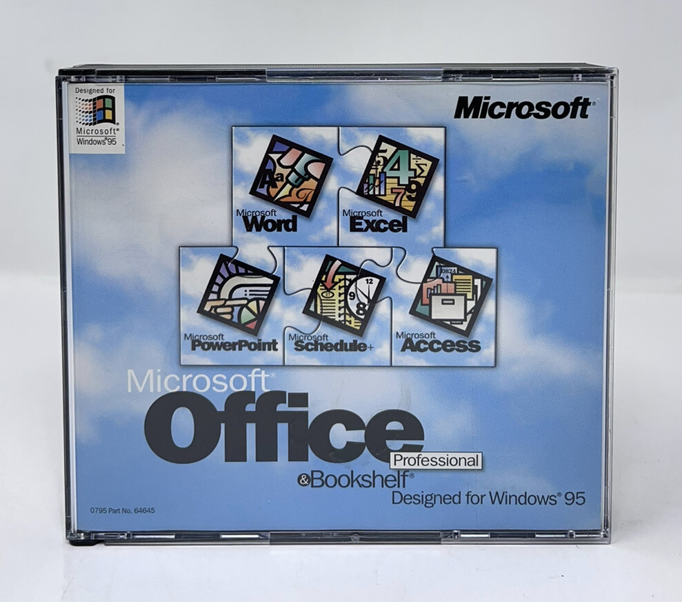 VINTAGE MICROSOFT OFFICE 95 PROFESSIONAL AND BOOKSHELF CD ROM DISCS ONLY