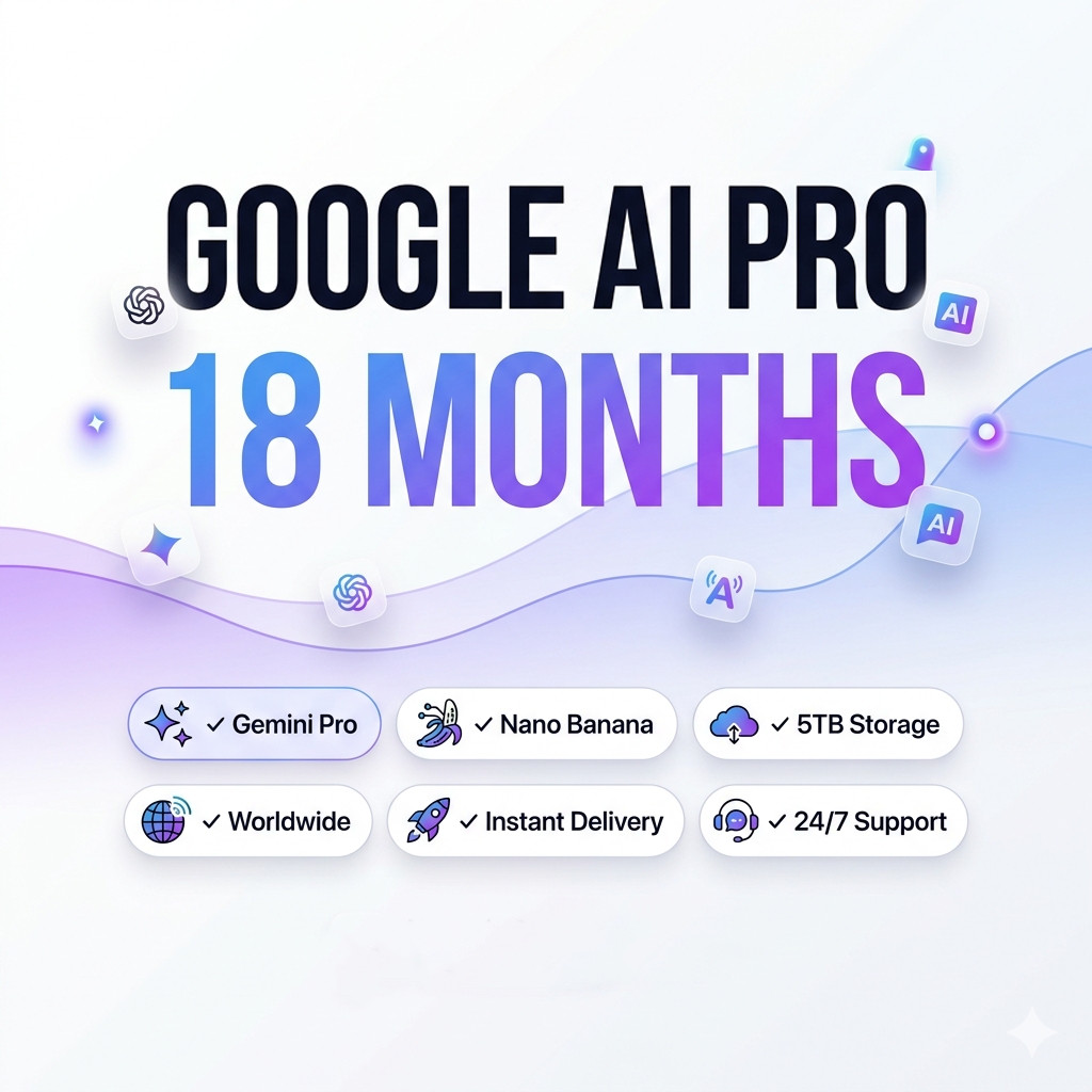 Gemini AI Pro Advanced | 18 Months | 5TB Storage | Global | Upgrade your Account