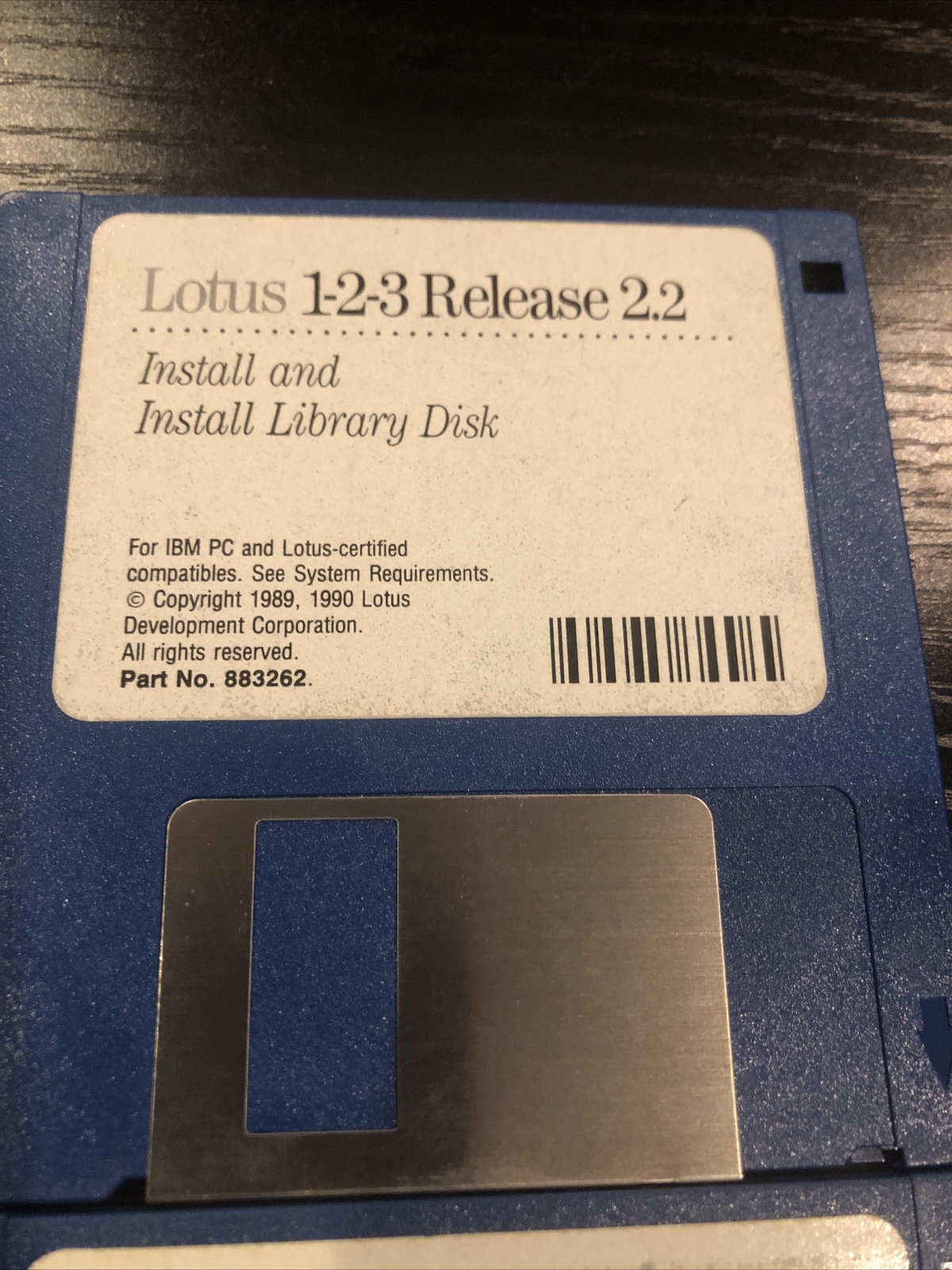 LOTUS 1-2-3 Release 2.2 copyright 1989. For IBM PC & Lotus-certified Compatibles